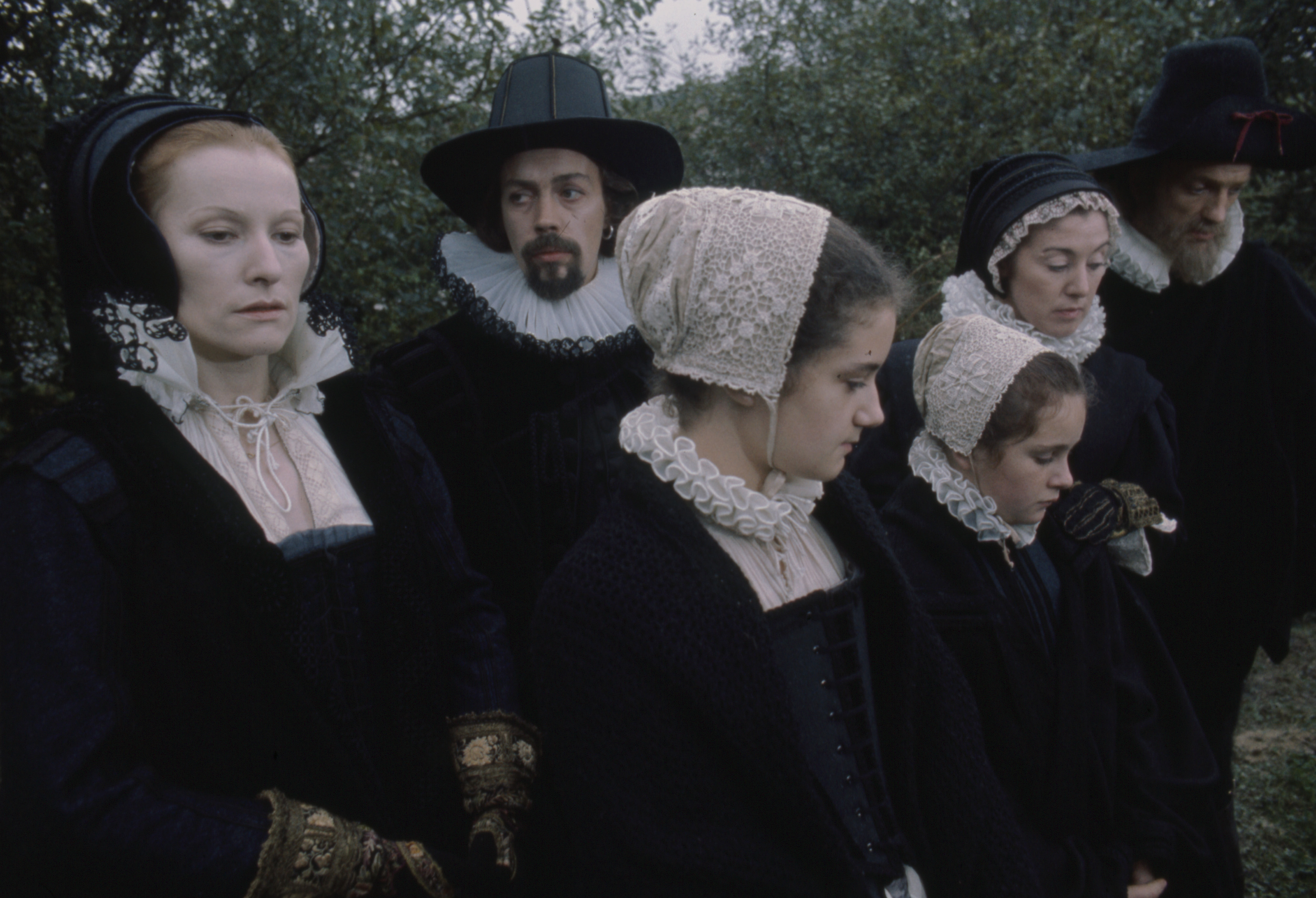 Meg Wynn Owen and her cast mates filming "Will Shakespeare" in Elstree, England, 1978. | Source: Getty Images