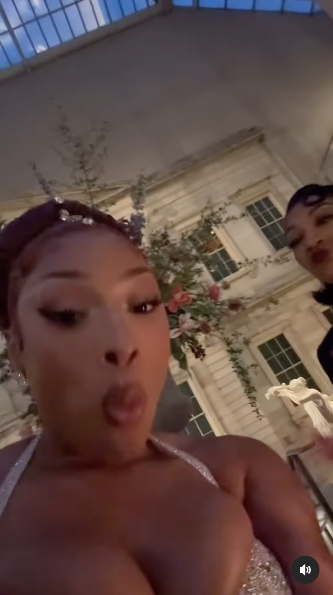 Megan Thee Stallion and Angel Reese are seen in a video shared on May 6, 2025 | Source: Instagram/A photo of Megan Thee Stallion, dated May 6, 2025 | Source: Instagram/theestallion