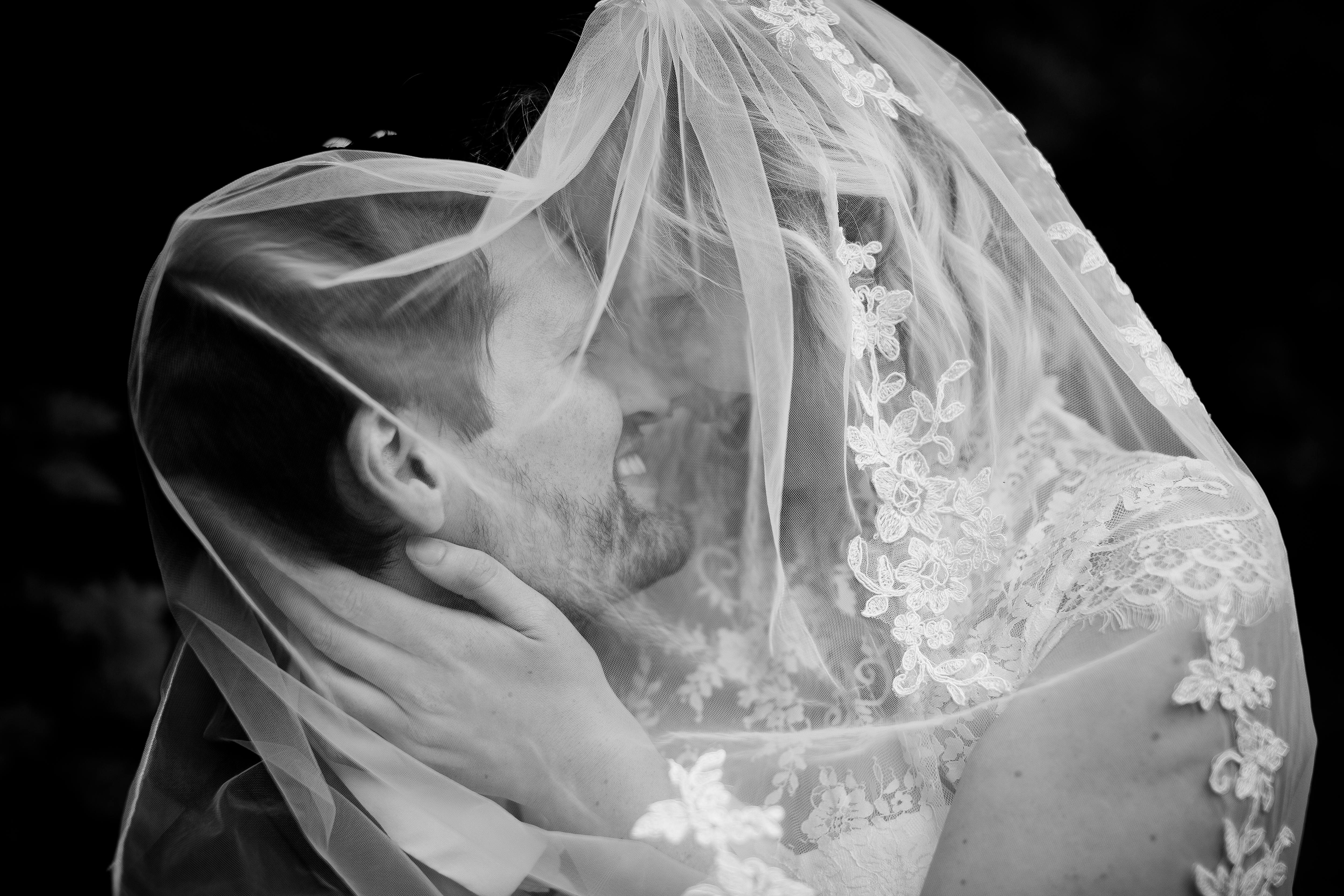 Grayscale image of newly wed couple | Source: Pexels