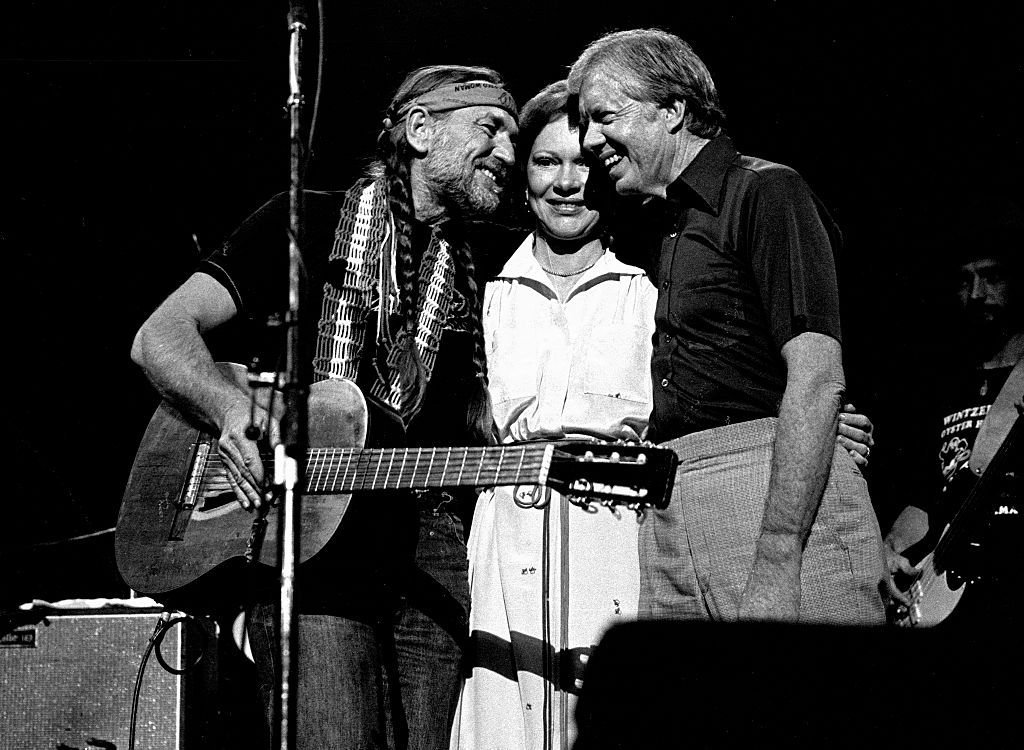 Former President Jimmy Carter with Former First Lady Rosalynn join Willie Nelson and perform at The Omni Coliseum in Atlanta Georgia. December 12, 1982. | Source: Getty Images