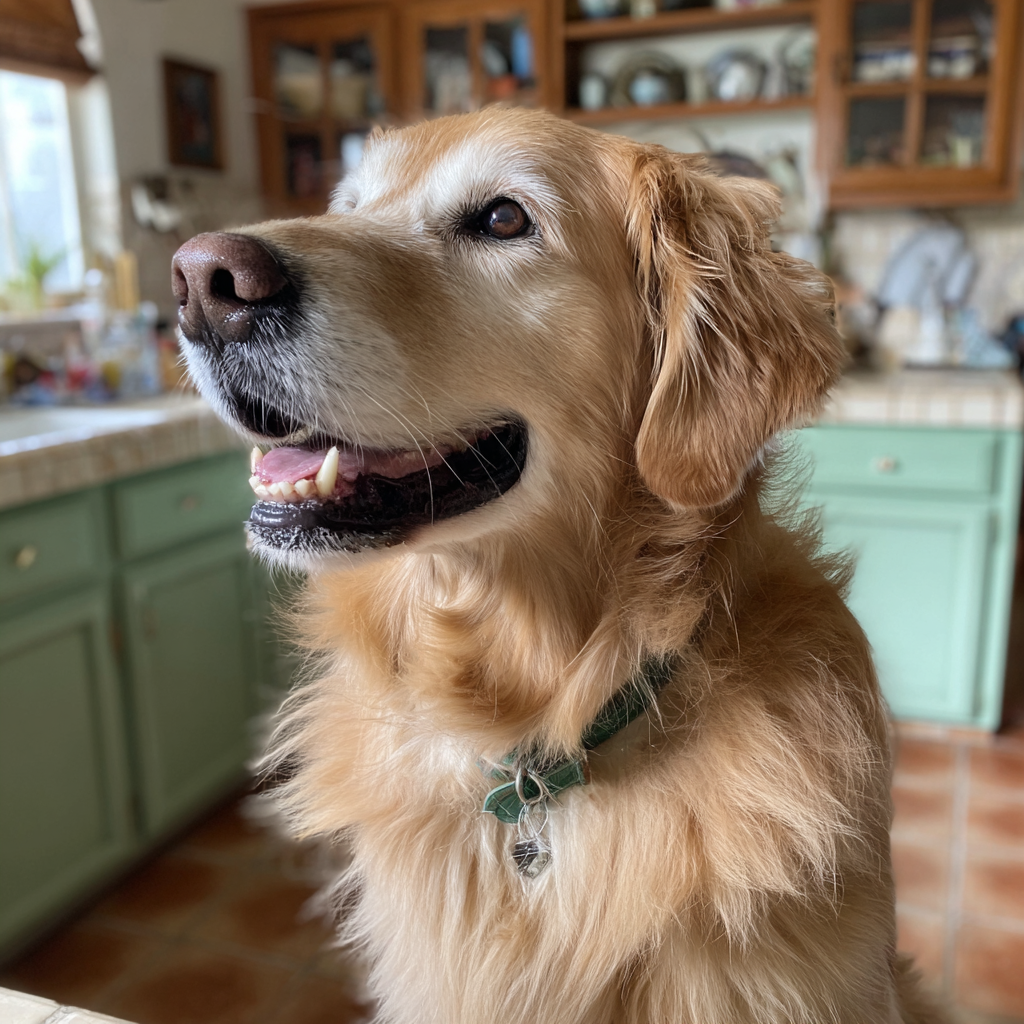 A dog in a kitchen | Source: Midjourney