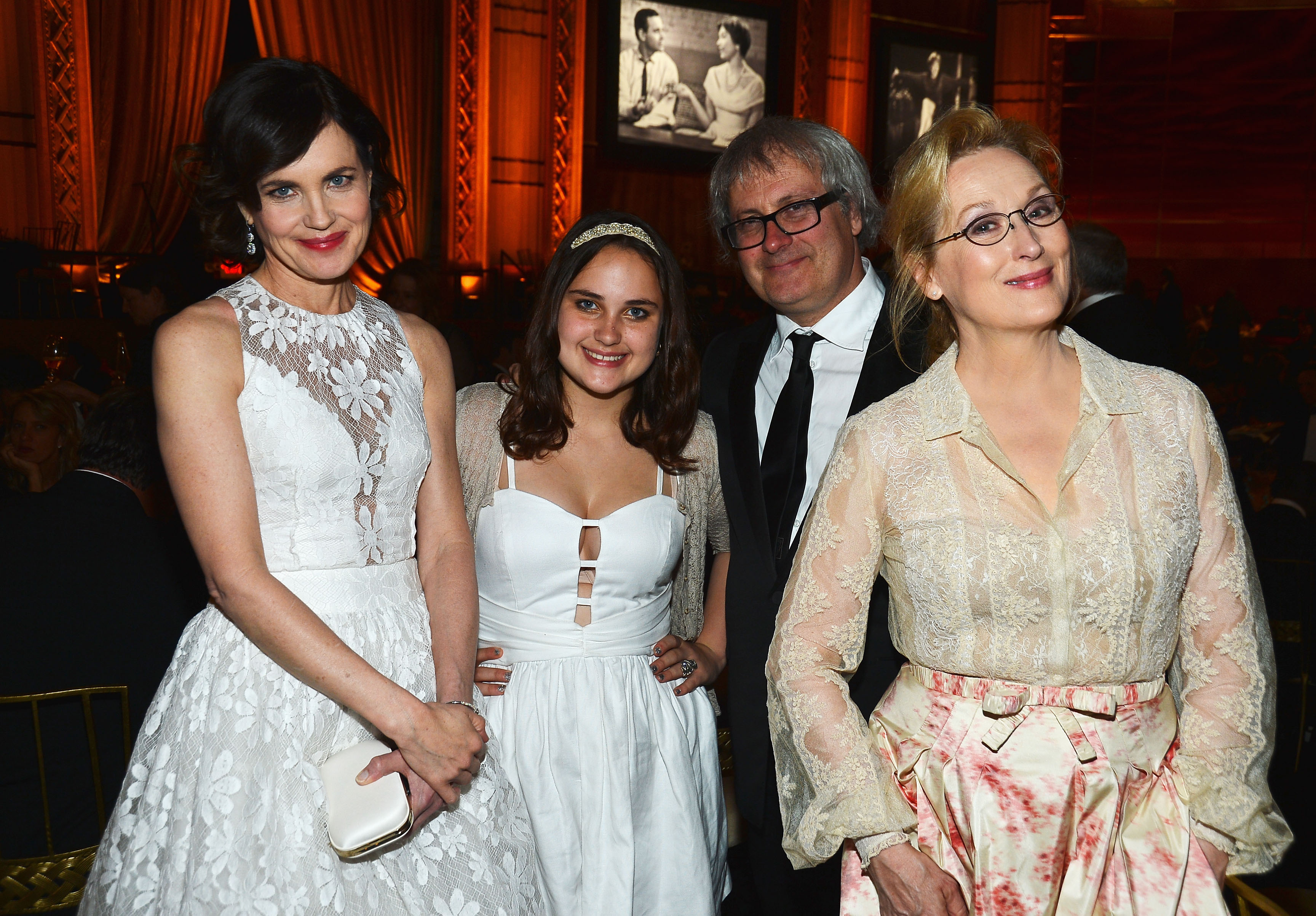 Elizabeth McGovern, Matilda Curtis, Simon Curtis and actress Meryl Streep attend the 40th AFI Life Achievement Award at Sony Pictures Studios on June 7, 2012, in Culver City, California | Source: Getty Images