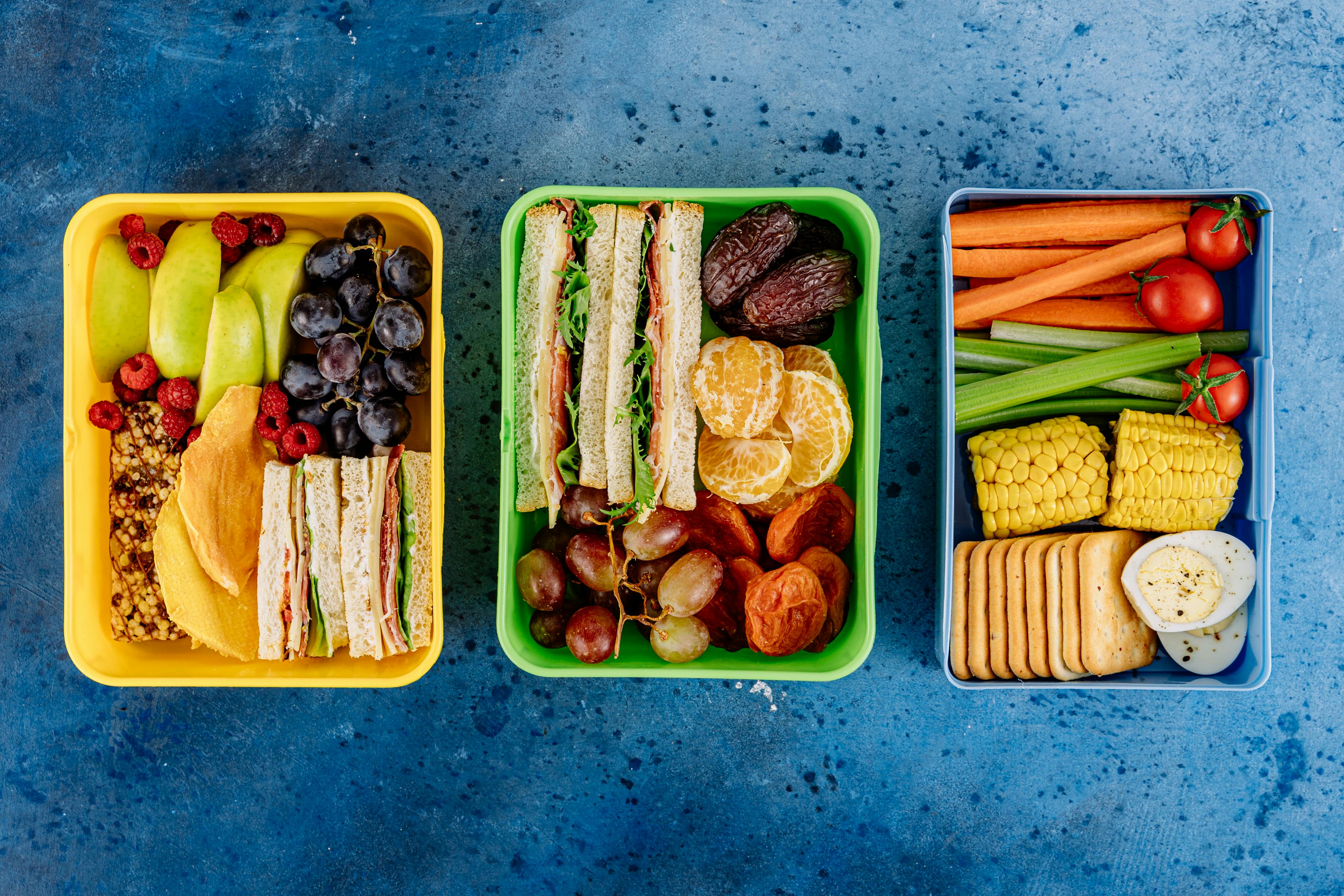 Packed lunches in colorful containers | Source: Pexels