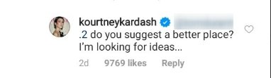 Kourtney Kardashian replies to a fan in the comment section of her post | Source: Instagram/kourtneykardash