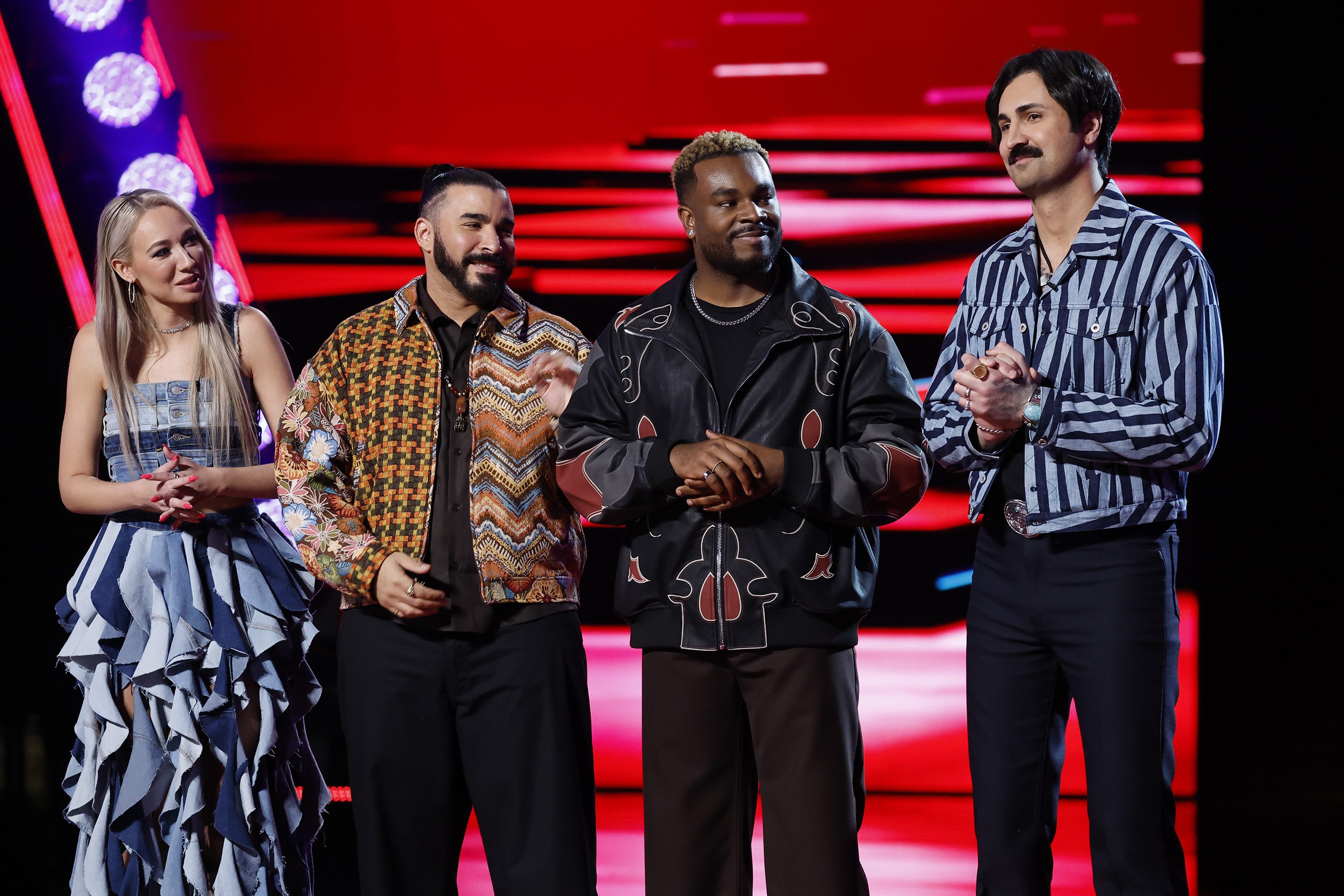 "The Voice" contestants: Christina Eagle, Adam Bohanan, Jan Dan, Danny Joseph during Live Semi-Finals Eliminations on December 3, 2024 | Source: Getty Images