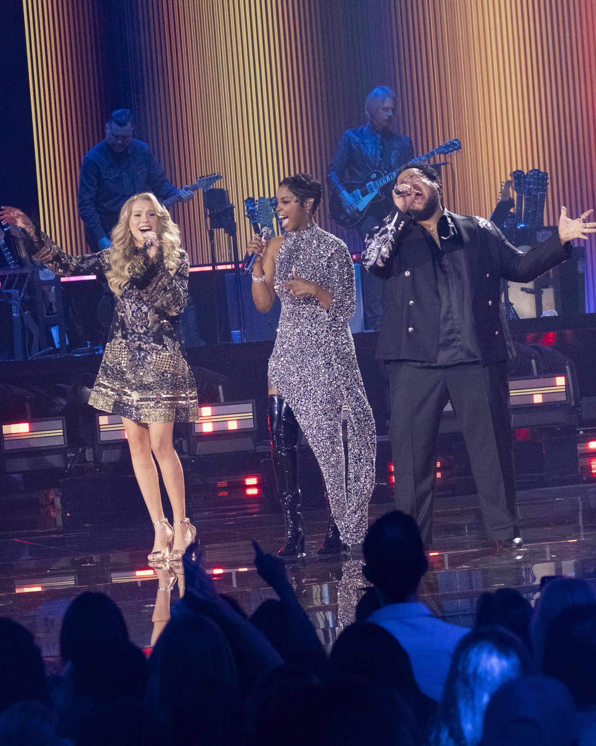 Hannah Harper, Keyla Richardson, and Jordan McCullough appear onstage during the "American Idol" Season 24 grand finale | Source: Getty Images