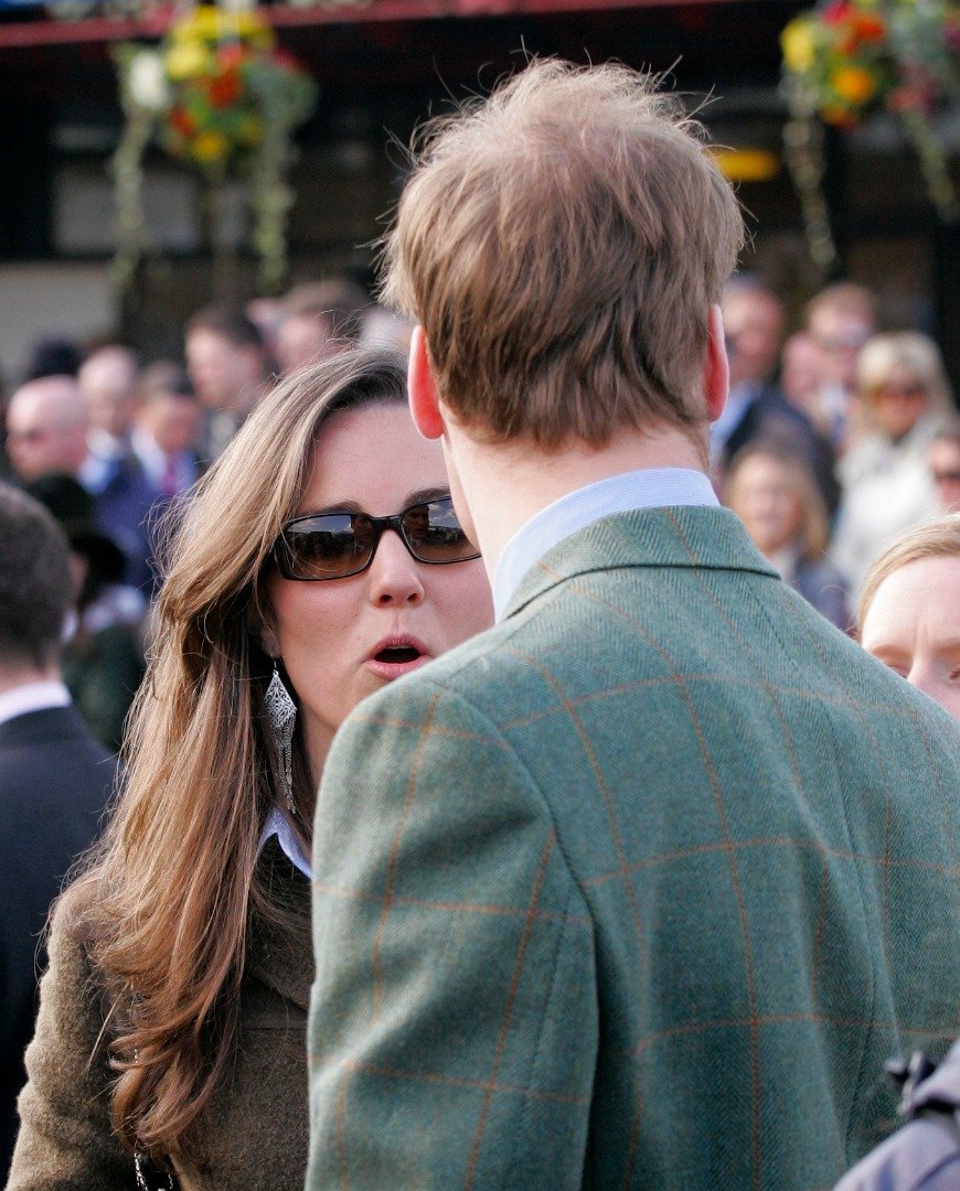 Kate Middleton pulls a face at Prince William as they attend day 1 of the Cheltenham Horse Racing Festival on March 13, 2007 in Cheltenham, England. | Source: Getty Images