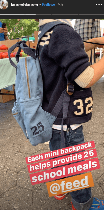 Lauren Bush's three-year-old son James carrying a backpack as he gets ready for school | Photo: instagram.com/laurenblauren