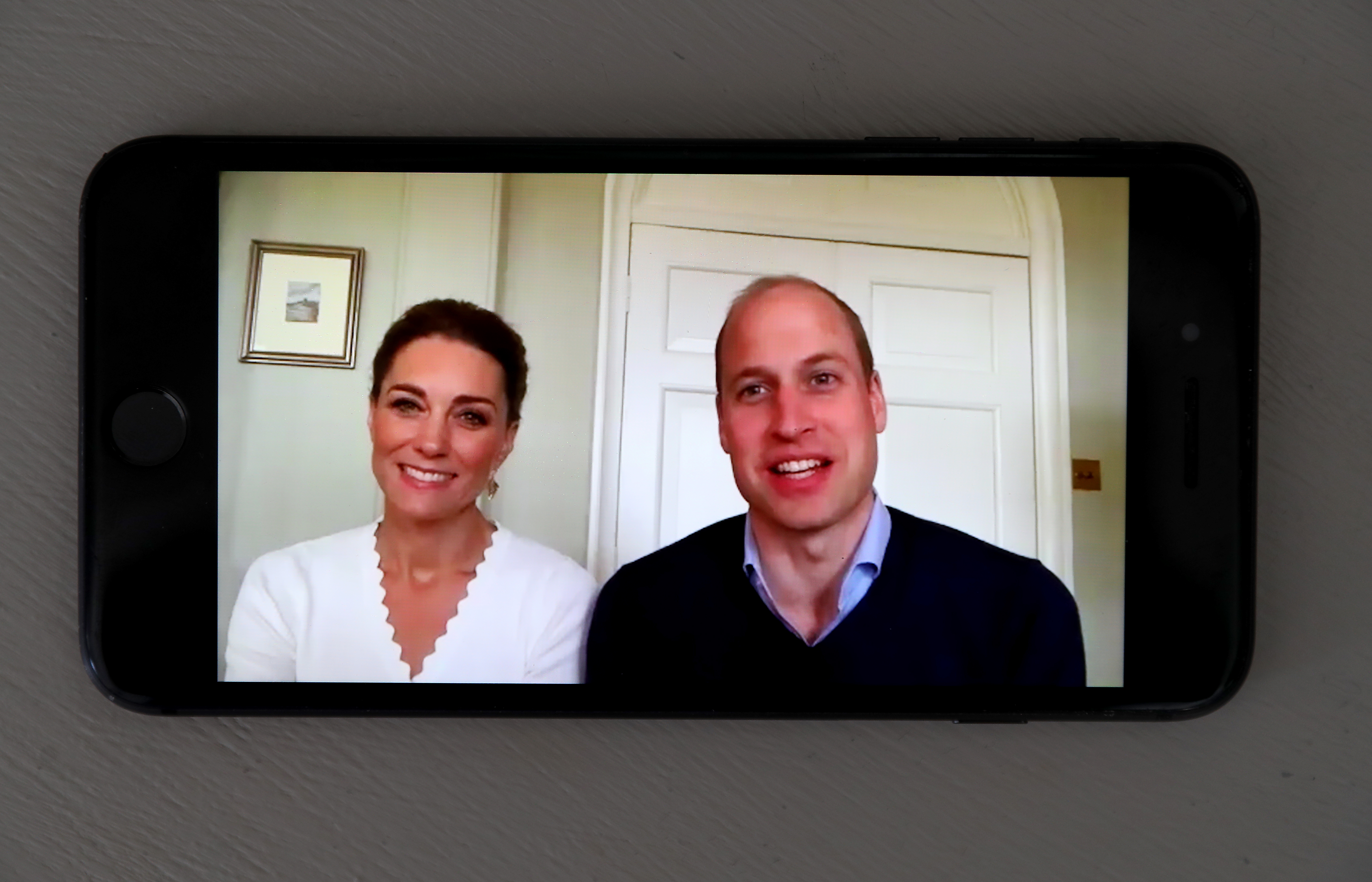 Prince William and Kate Middleton during a video-call on May 15, 2020, in London, England. | Source: Getty Images