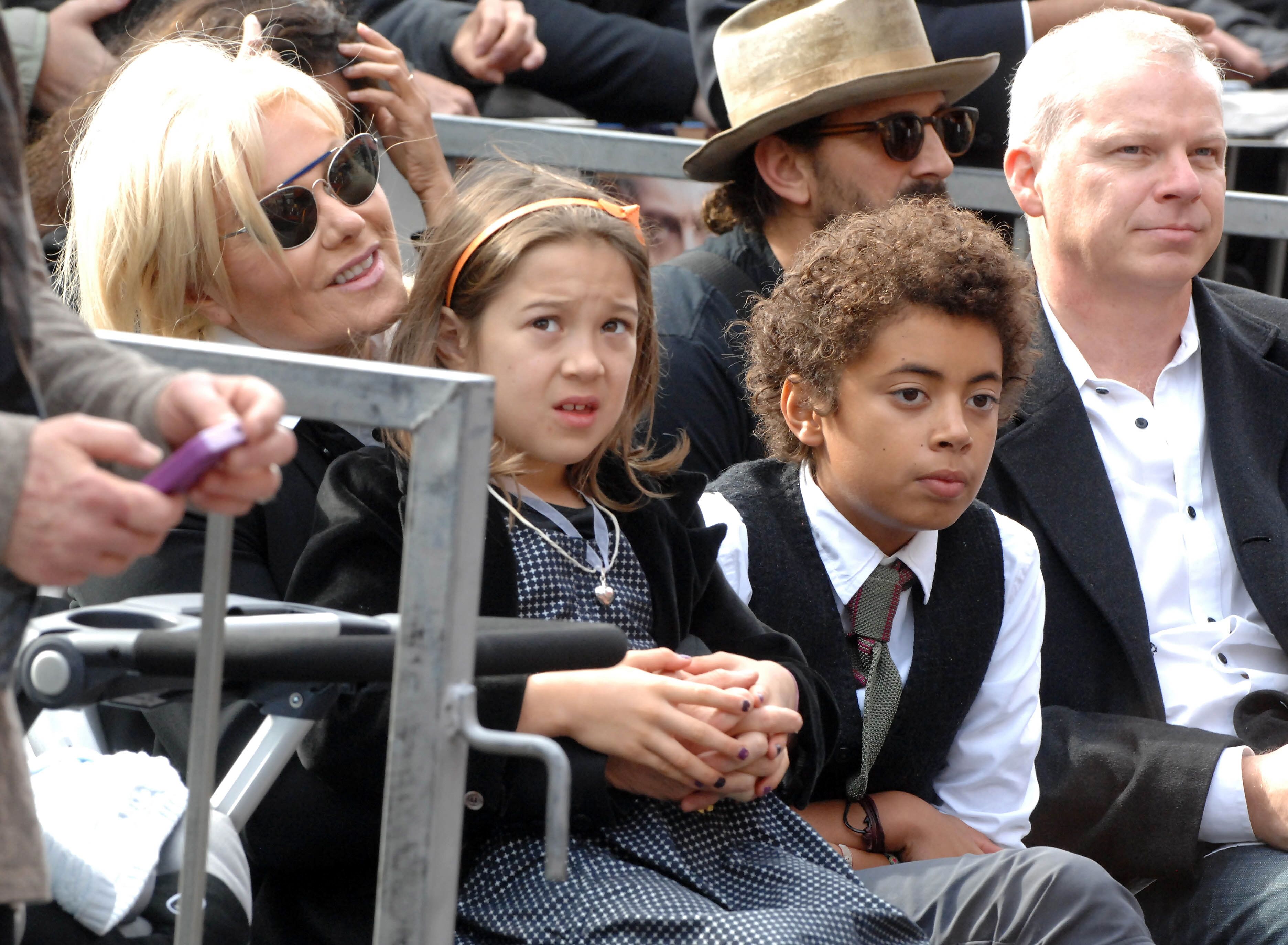 Deborra-Lee Furness and children Ava and Oscar participate in the Hugh Jackman Star ceremony at The Hollywood Walk Of Fame. | Source: Getty Images