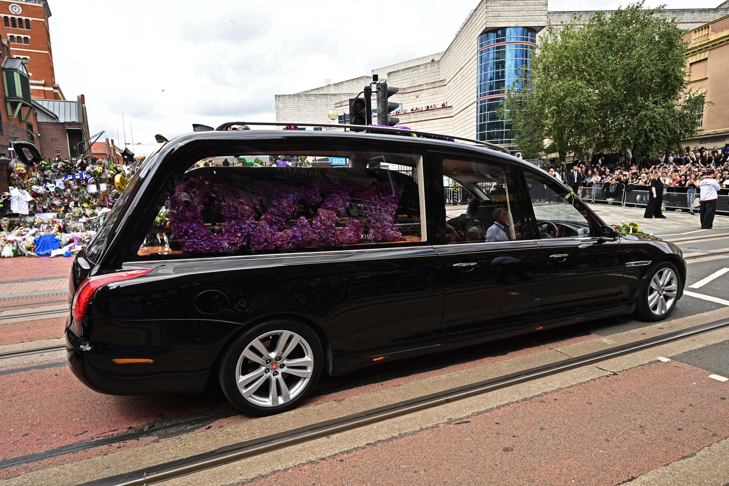 Funeral cortege for Ozzy Osbourne traveling through Birmingham, England during his funeral procession on July 30, 2025. | Source: Getty Images