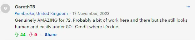 User comment about Jane Seymour, dated November 17, 2023 | Source: Daily Mail