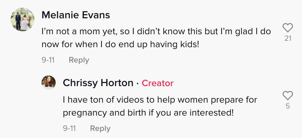 Commenters react to a woman who shared a sleeping tip for mothers with newborns | Photo: TikTok/hortonlane