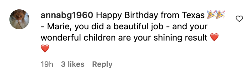 Fan's comment about Marie Osmond's son, dated November 24, 2023 | Source: Marie Osmond Instagram