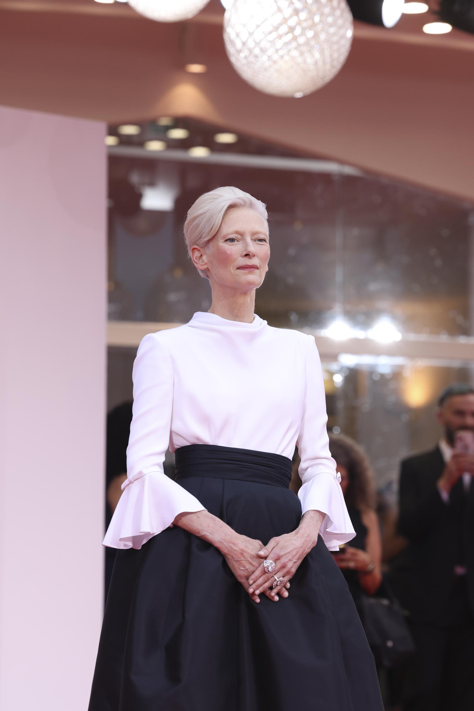 Tilda Swinton at the "La Grazia" red carpet during the 82nd Venice International Film Festival on August 27, 2025, in Italy. | Source: Getty Images