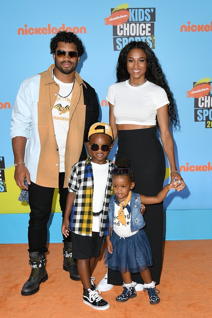 Ciara and her husband Russ Wilson, with their daughter and Ciara's son from a previous relationship. I Image: Getty Images.