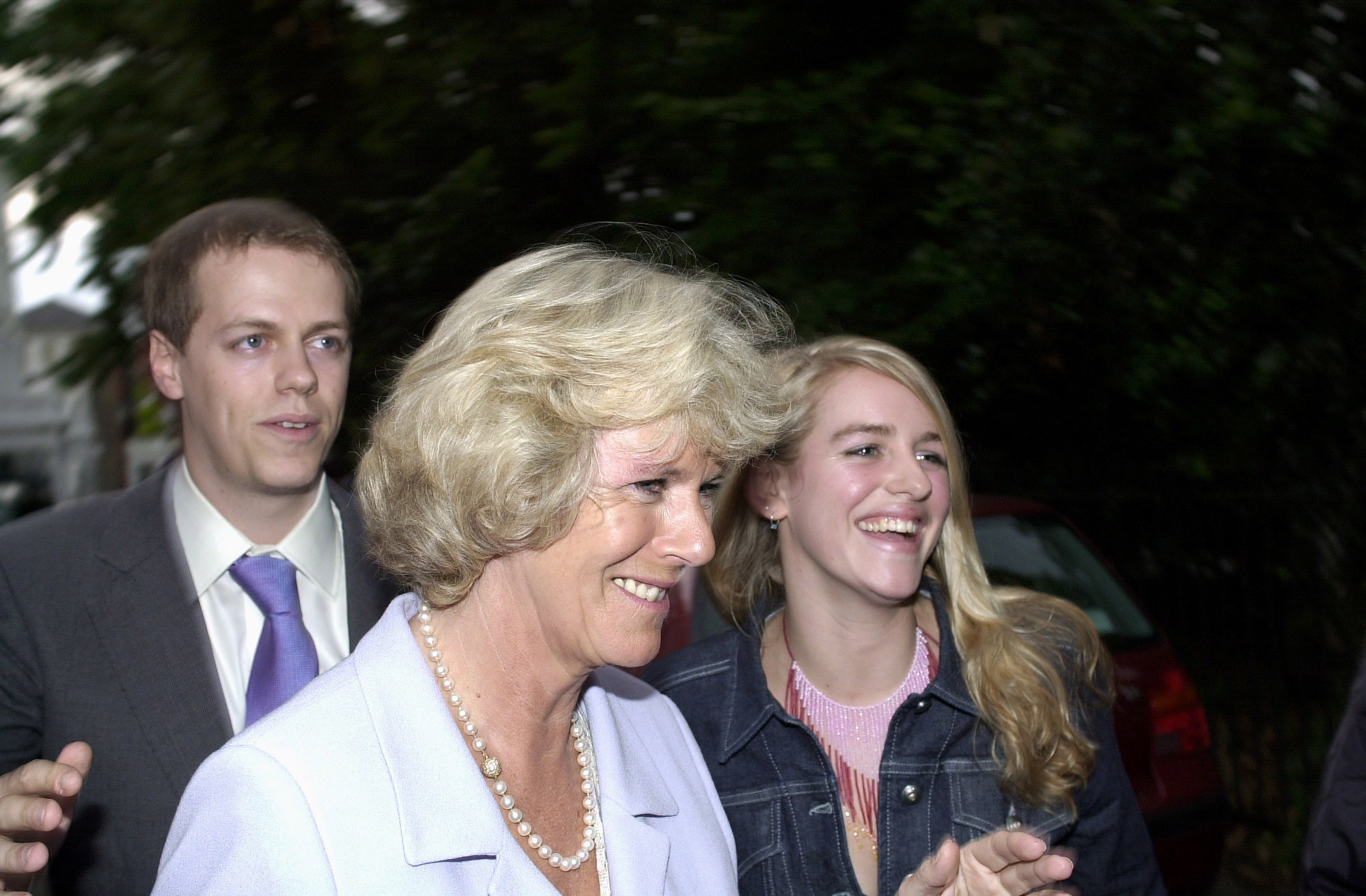 Queen Camilla and her children, Tom Parker Bowles and Laura Lopes, in London on July 5, 2000. | Source: Getty Images