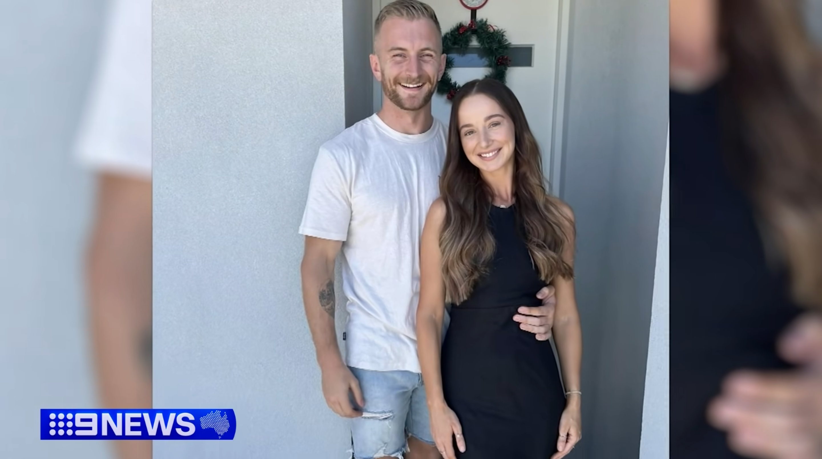 Liam Trimmer and his fiancée, as seen in a news broadcast video dated March 11, 2024 | Source: Facebook/9NewsPerth