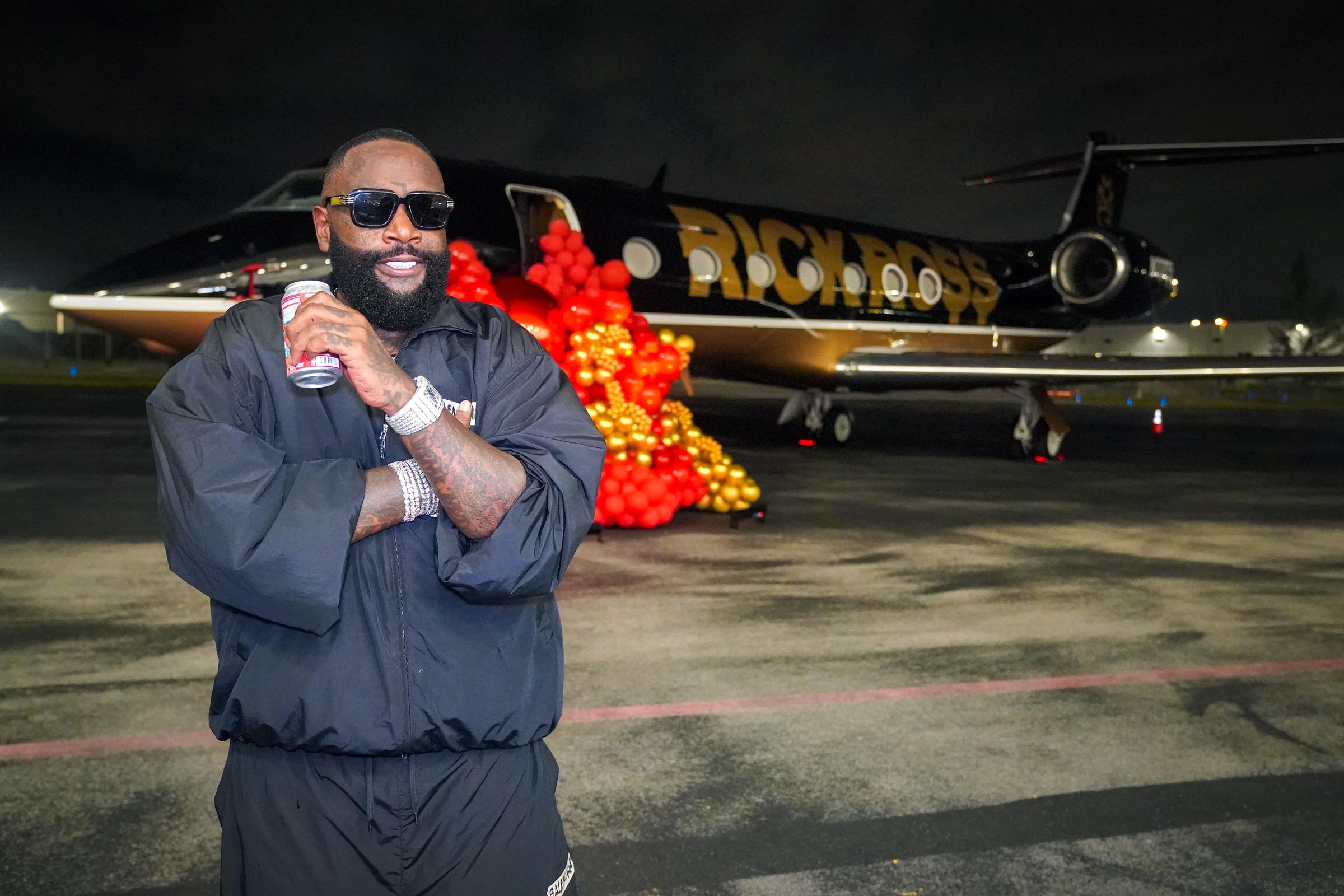 Rick Ross hosting The Boss's Holiday Brand Showcase at Miami-Opa Locka Executive Airport in Opa Locka, Florida on December 5, 2025. | Source: Getty Images