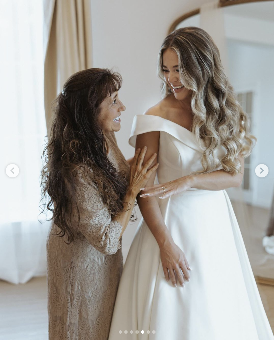 Janna Duggar shares a sweet moment with her mother, Michelle Duggar, on her wedding day, posted in August 2024 | Source: Instagram/janamduggar