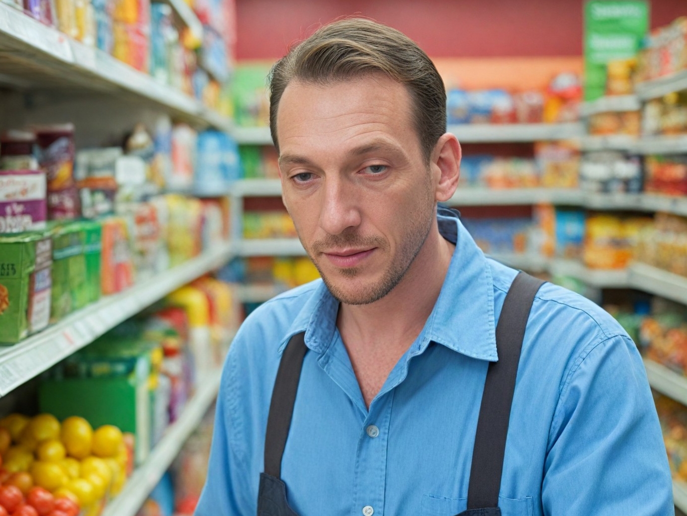 A store clerk addressing someone out of frame | Source: Midjourney