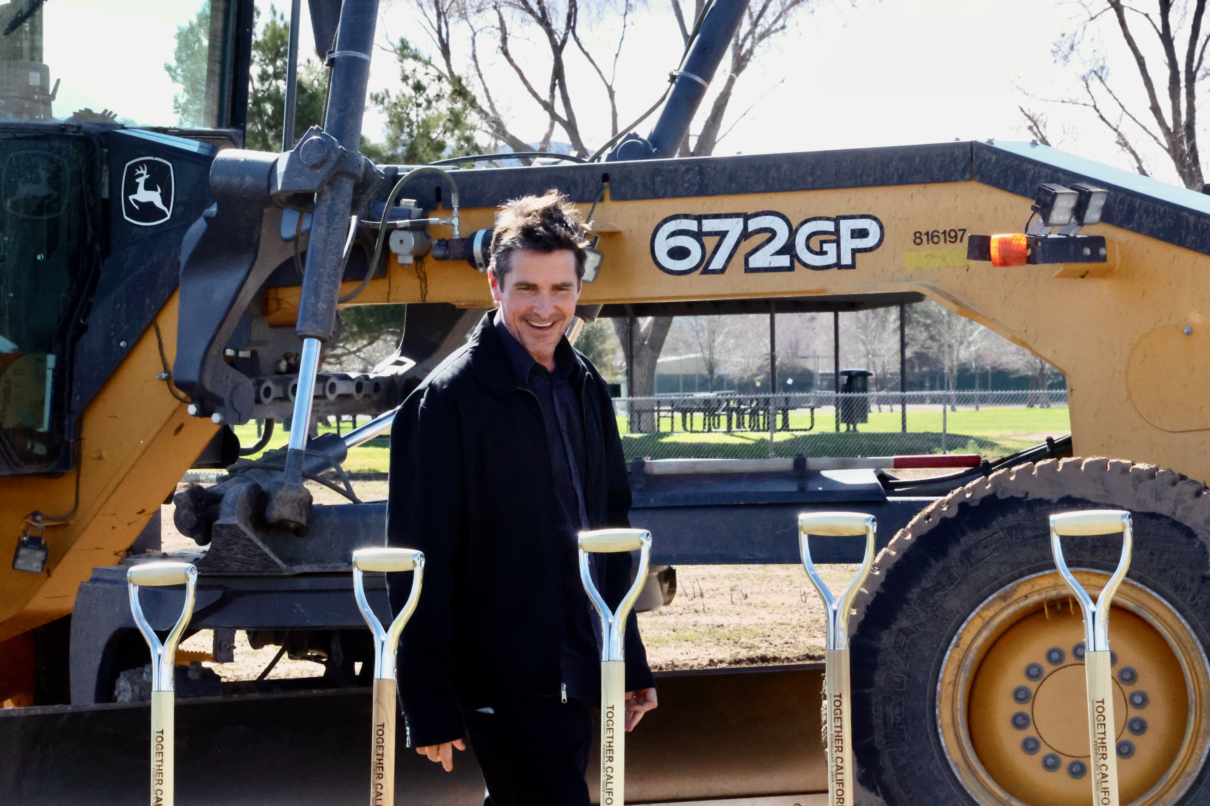 Christian Bale at Together California's Foster Care Center Ground Breaking event on February 7, 2024, in Palmdale. | Source: Getty Images