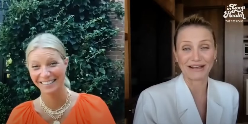 Cameron Diaz during an "In Conversation" interview with Gwenith Paltrow speaking about motherhood | Source: YouTube/goop
