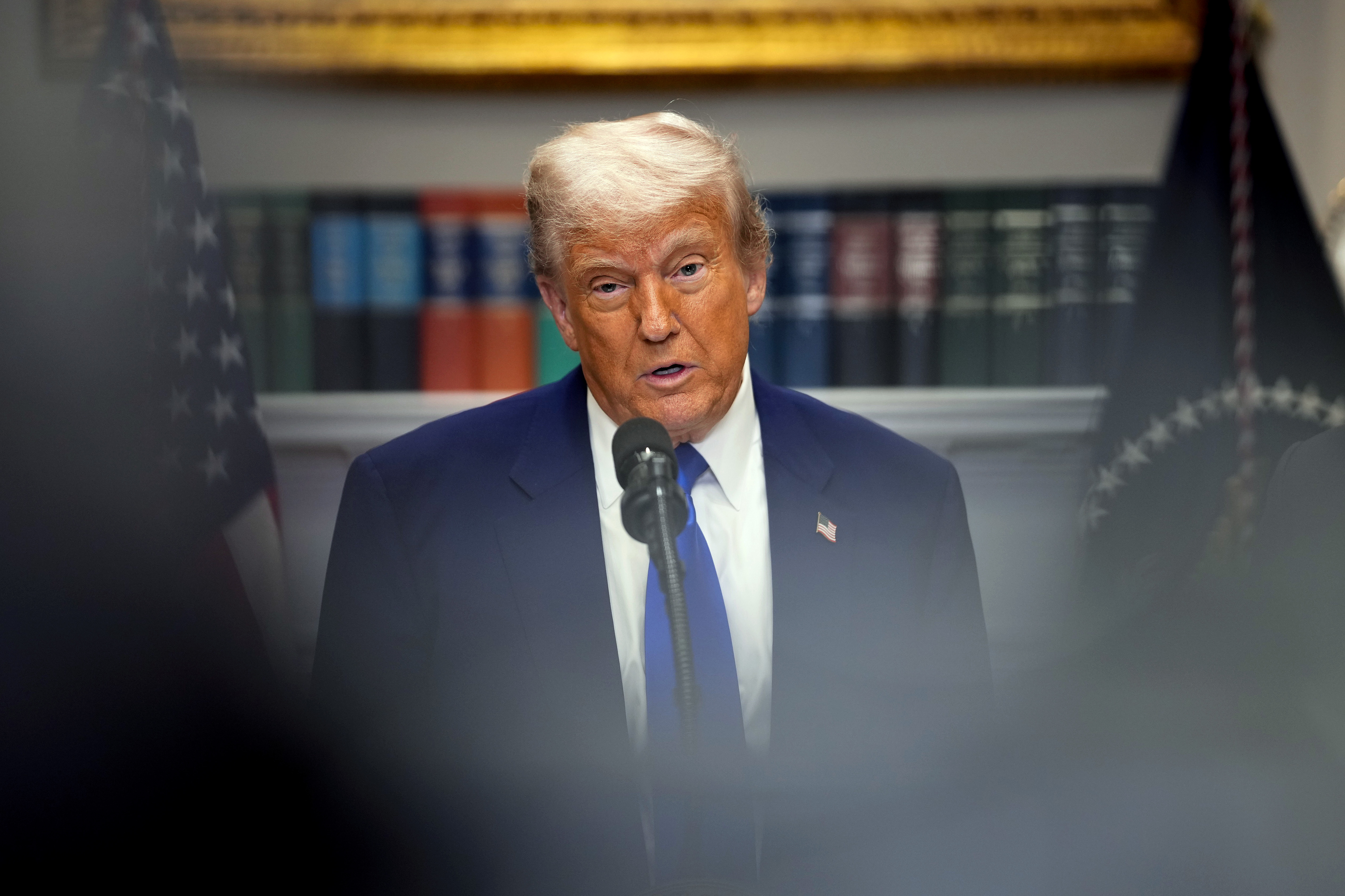 US President Donald Trump at a press conference in the Roosevelt Room of the White House on May 12, 2025, in Washington, DC. | Source: Getty Images