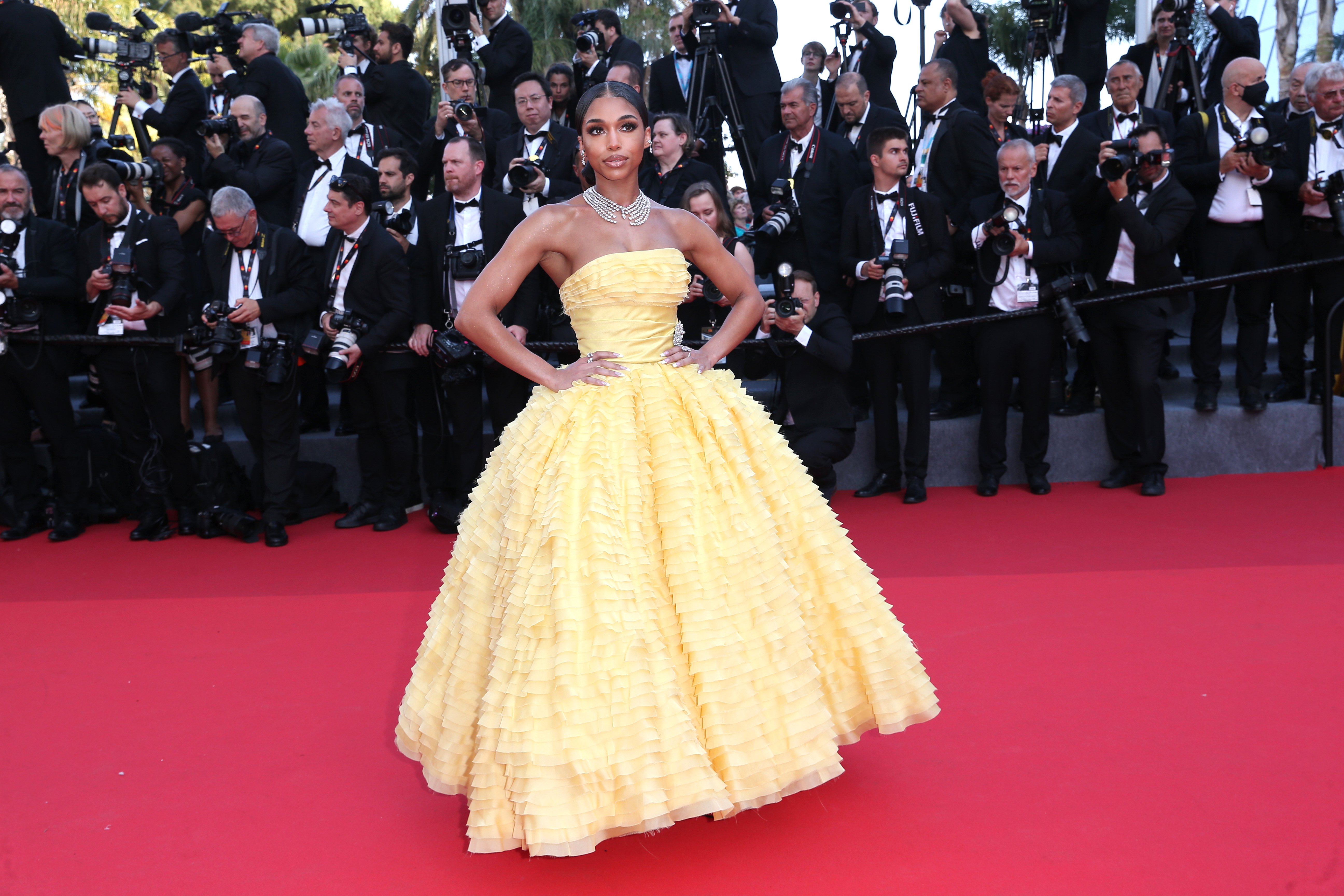 Lori Harvey attends the screening of "Final Cut (Coupez!)" and opening ceremony red carpet for the 75th annual Cannes film festival at Palais des Festivals on May 17, 2022 in Cannes, France. | Source: Getty Images