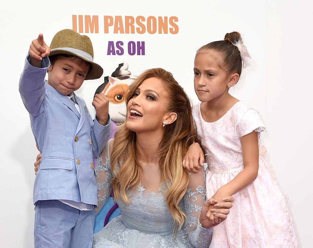 Jennifer Lopez and her twins, Max and Emme, pictured at the premiere of Twentieth Century Fox And Dreamworks Animation's "HOME", 2025, California. | Photo: Getty Images.