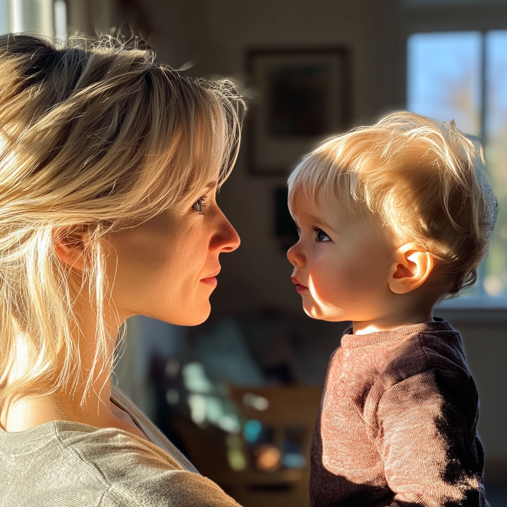 Woman looking into her child's eyes | Source: Midjourney