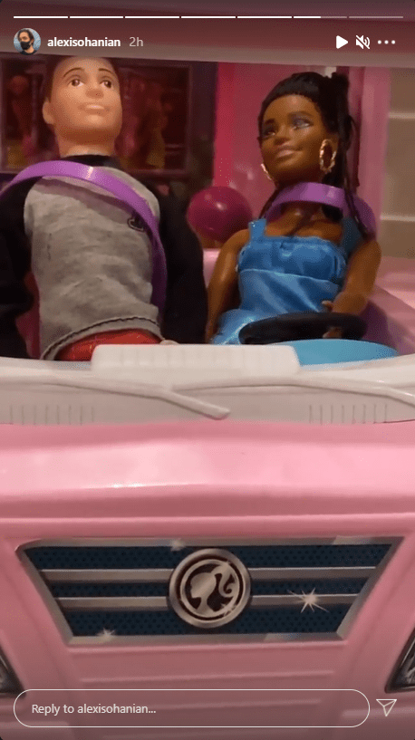 Alexis Ohanian's Instagram story featuring his daughter Alexis Olympia's two dolls riding a pink toy car. | Photo: instagram/alexisohanian