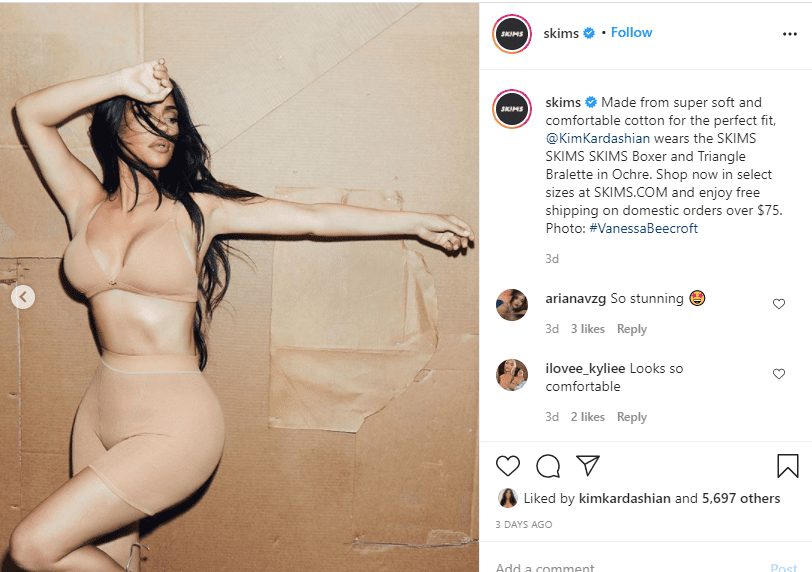 Kim Kardashian poses in one of her SKIMS products | Source: Instagram/SKIMS