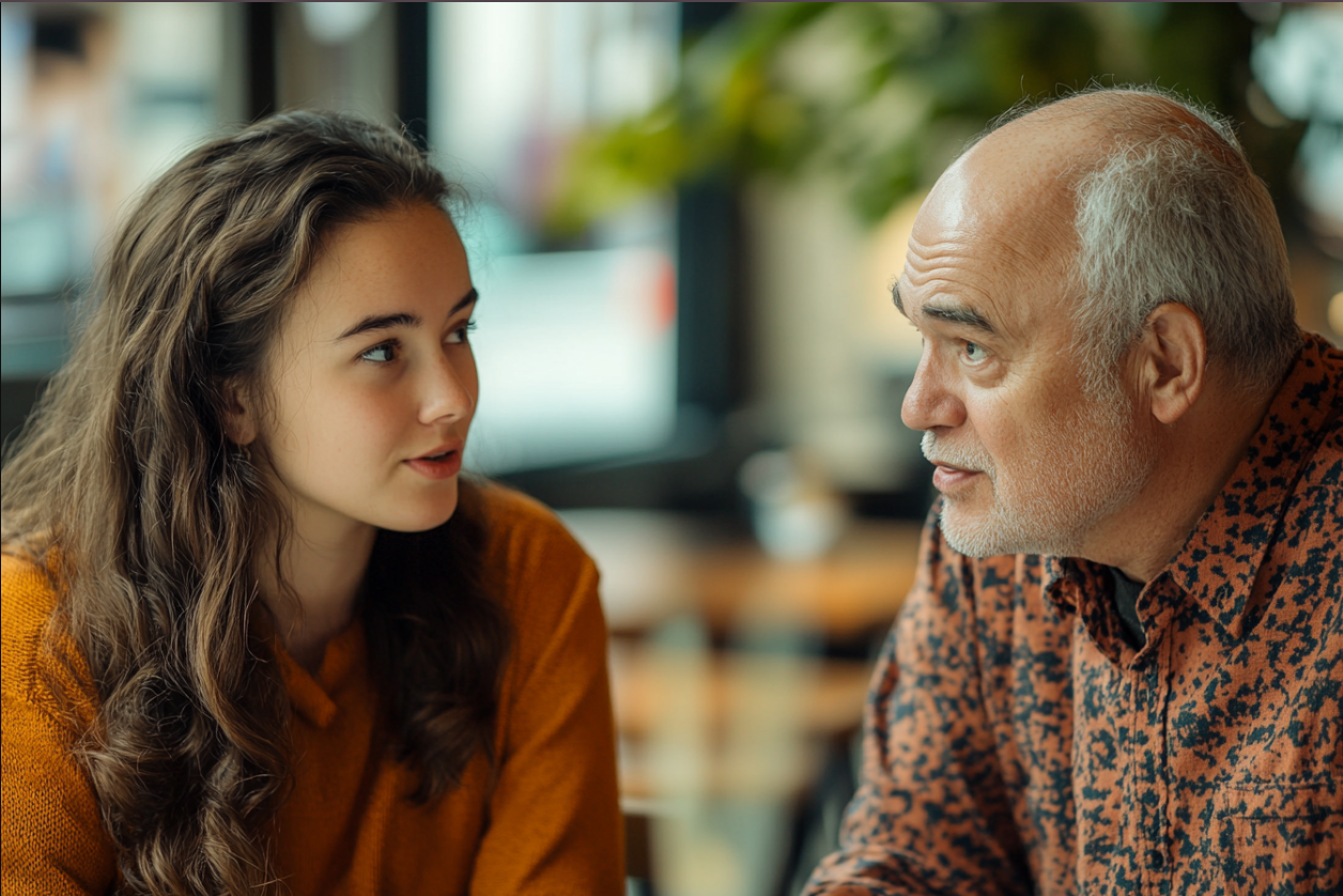 A woman standing beside her uncle | Source: Midjourney