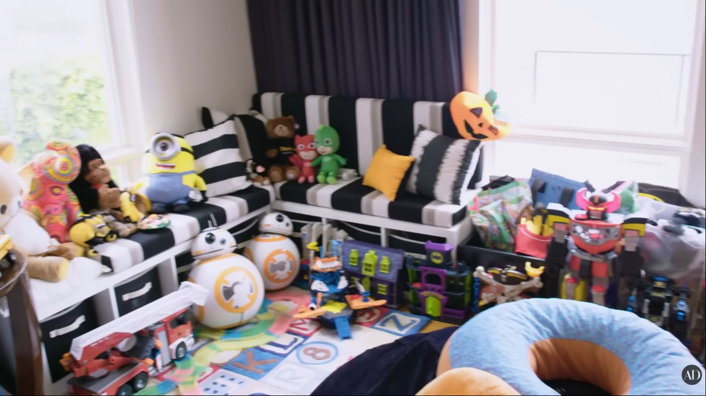 Another view of the rapper's son's playroom reveals an assortment of toys, games, and activity areas within Wiz Khalifa's Los Angeles home. | Source: YouTube/Architectural Digest