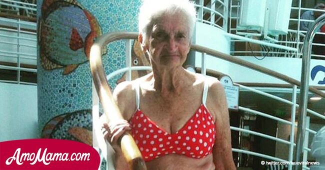 90-year-old woman poses in hot red bikini. Her photo inspired women all over the world