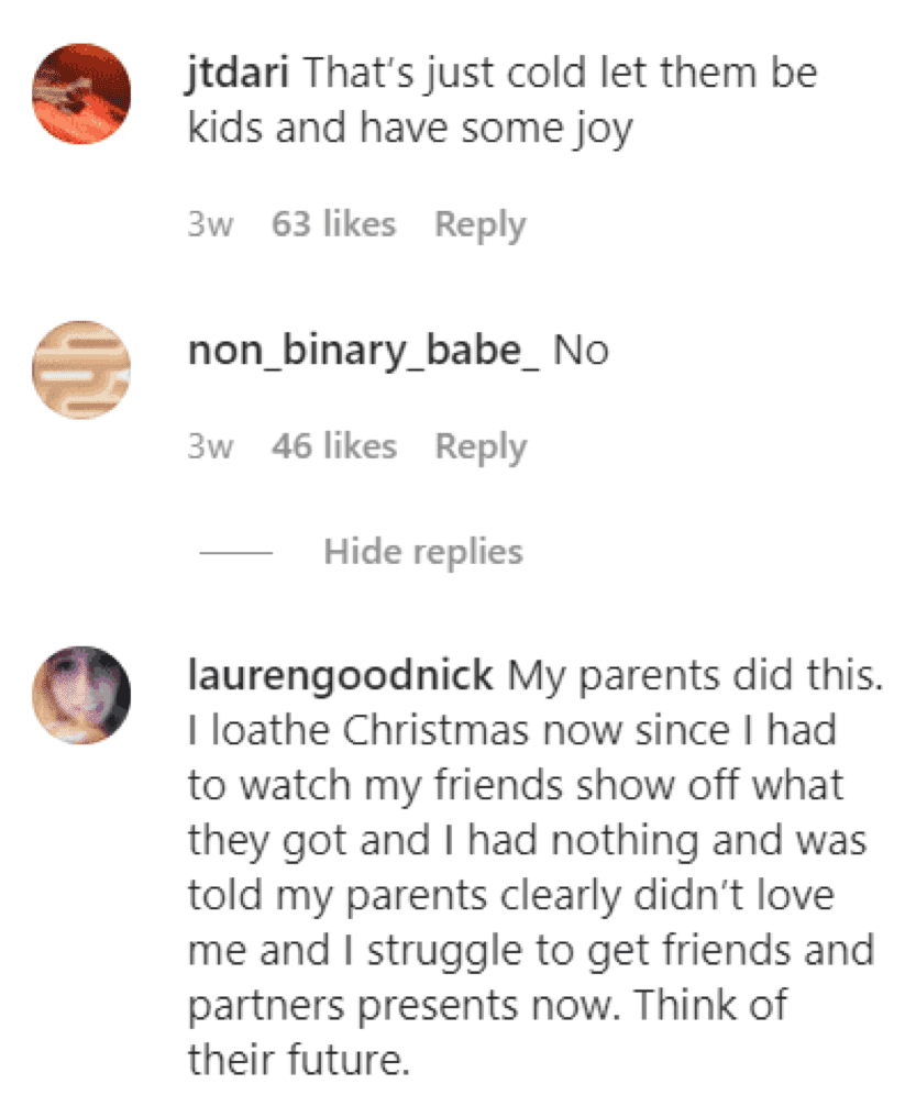 Kommentare zum Instagram Post von Angie Wipf. | Quelle: Instagram.com/calmingthechaotic
