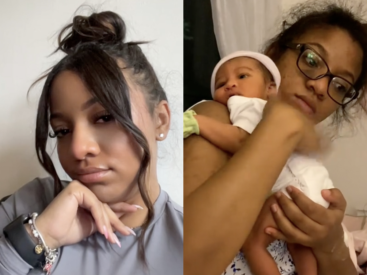 A TikToker's before-and-after photos: single vs. in a relationship. | Source: TikTok/chantel_2101