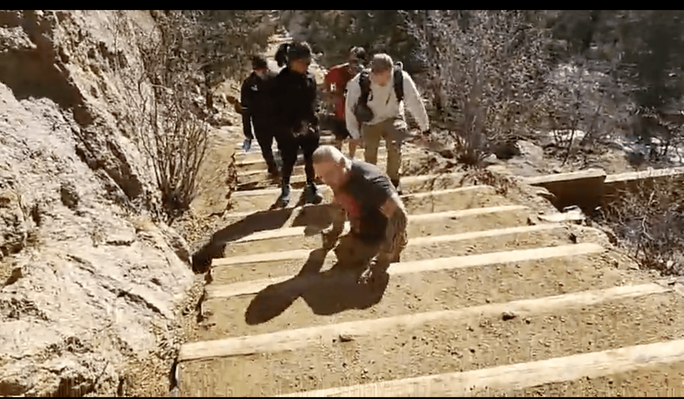Travis Strong climbs the steep Manitou Incline in Colorado. | Source: Facebook/TravisMacCodyStrong 