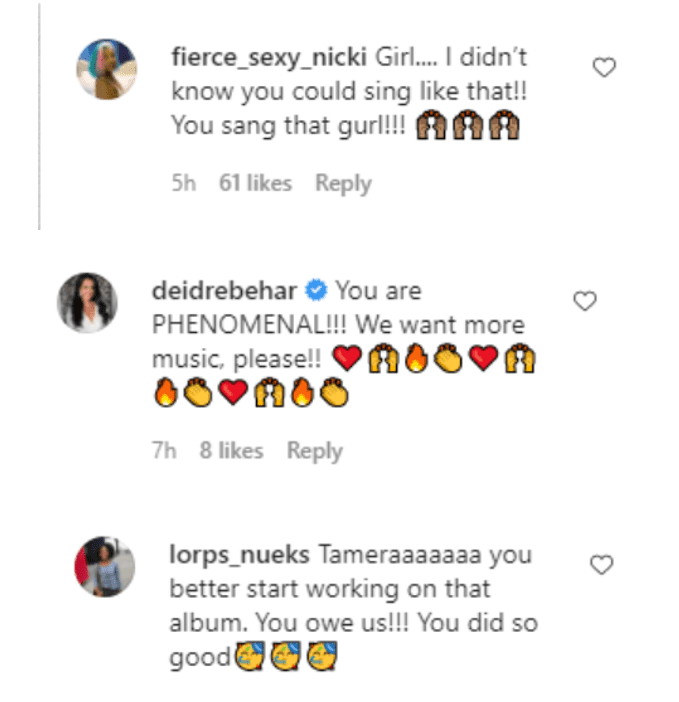 Fans commenting on an Instagram post by Tamera Mowry. | Source: Instagram/tameramowrytwo