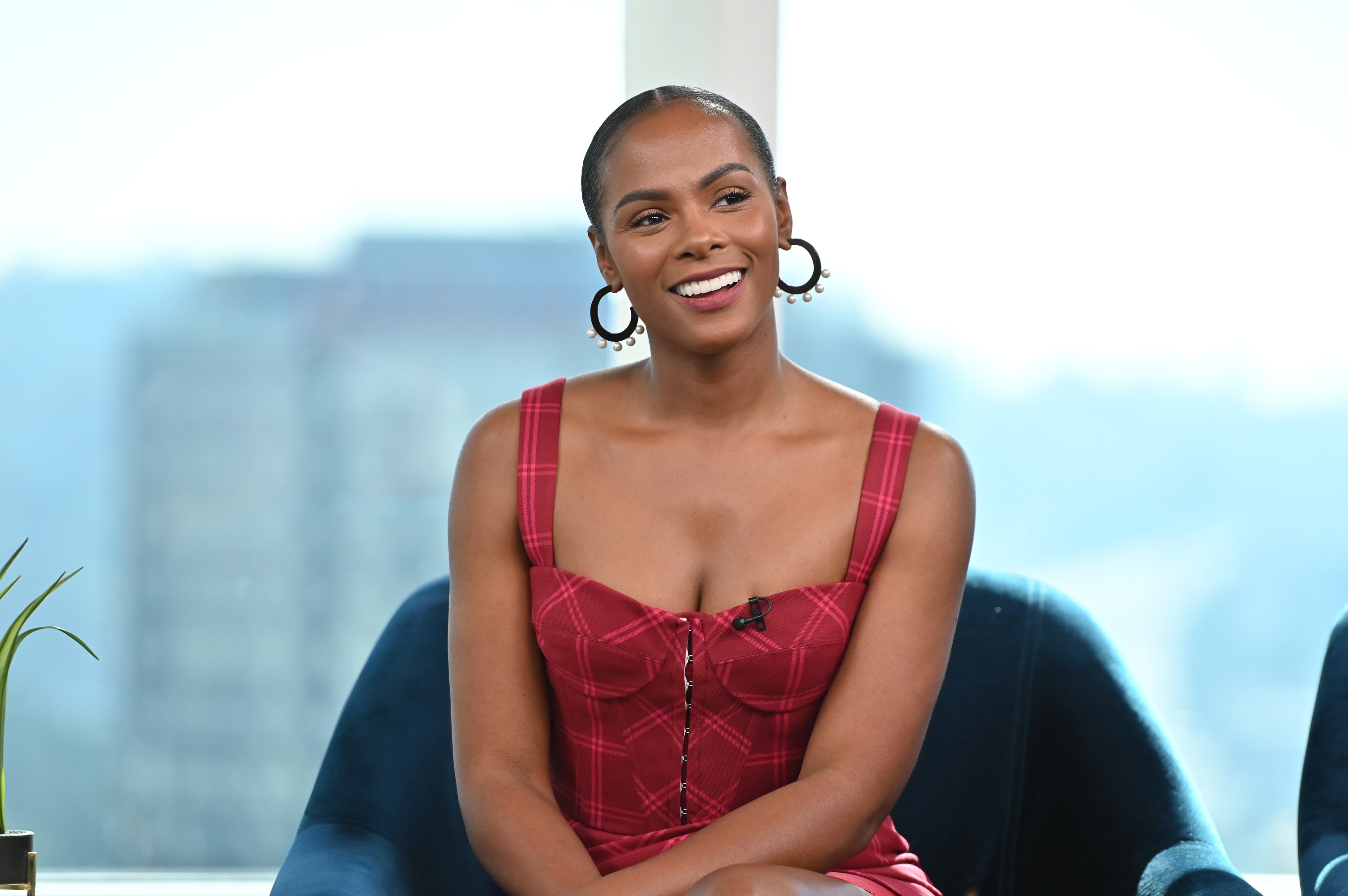 Tika Sumpter on the set of E!’s Daily Pop to discuss her movie, “Sonic the Hedgehog”, 2020. |Source: Getty Images