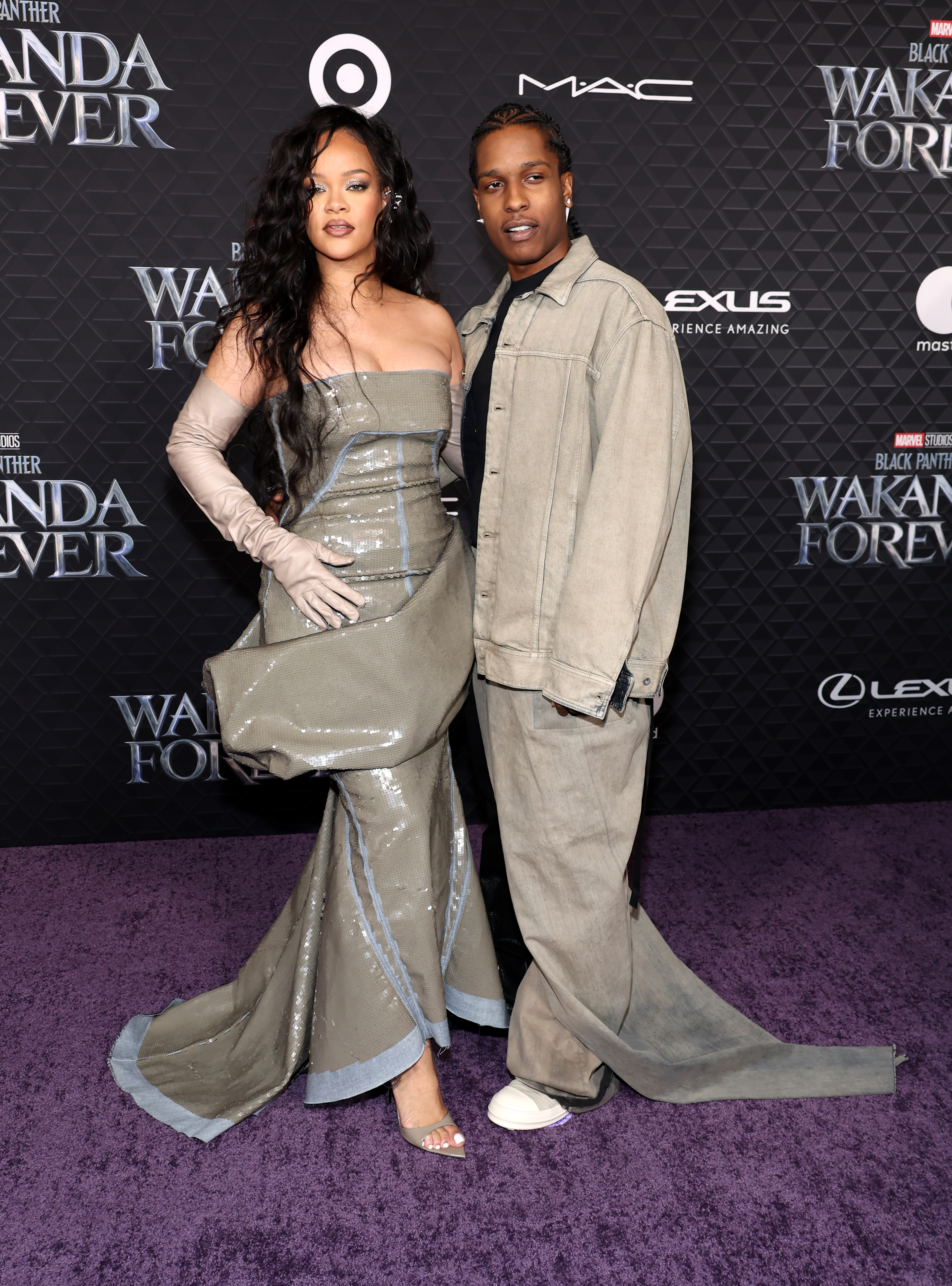 Rihanna and A$AP Rocky attend Marvel Studios' "Black Panther: Wakanda Forever" premiere at Dolby Theatre on October 26, 2022, in Hollywood, California. | Source: Getty Images