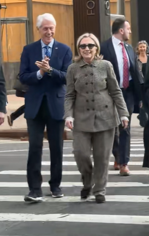 Hillary Clinton walks beside Bill Clinton on a street in New York City. | Source: TikTok/elderordonez