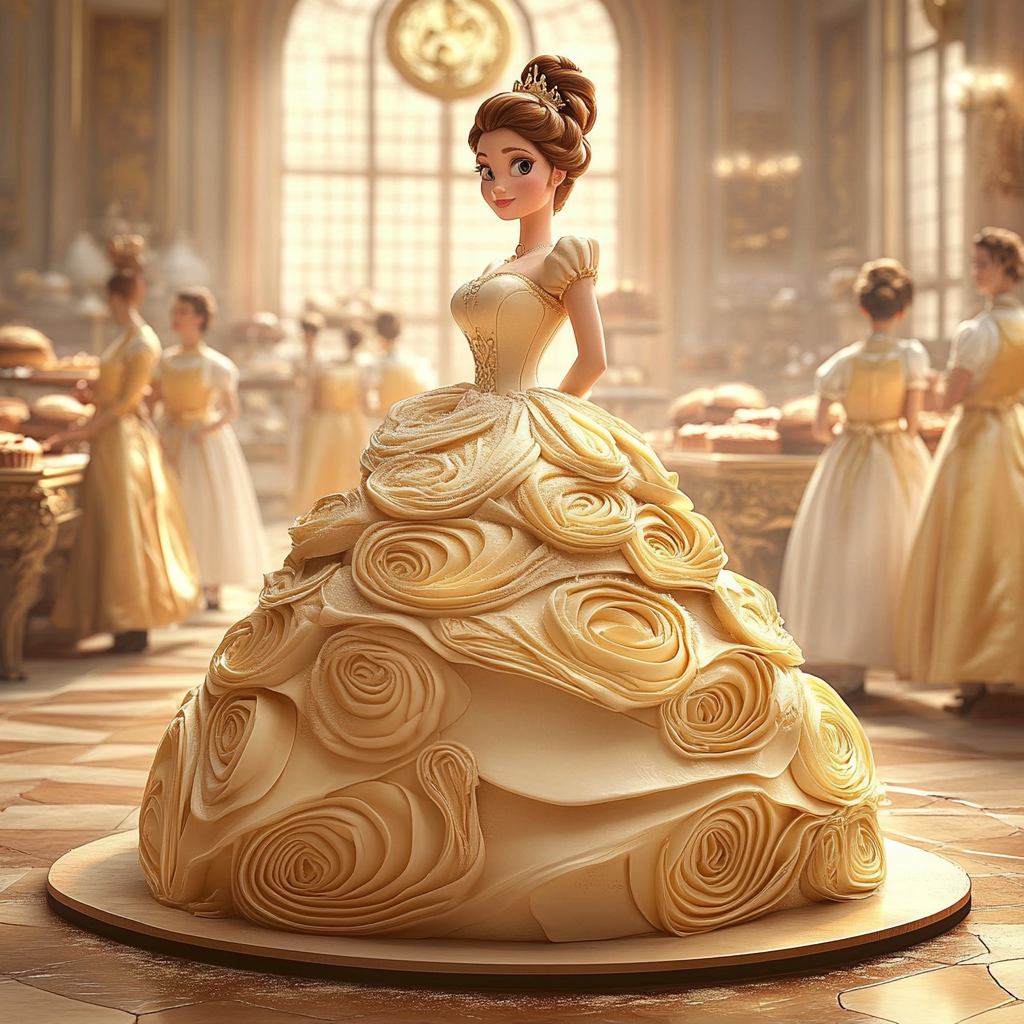 A life-size princess cake in a bakery | Source: Midjourney