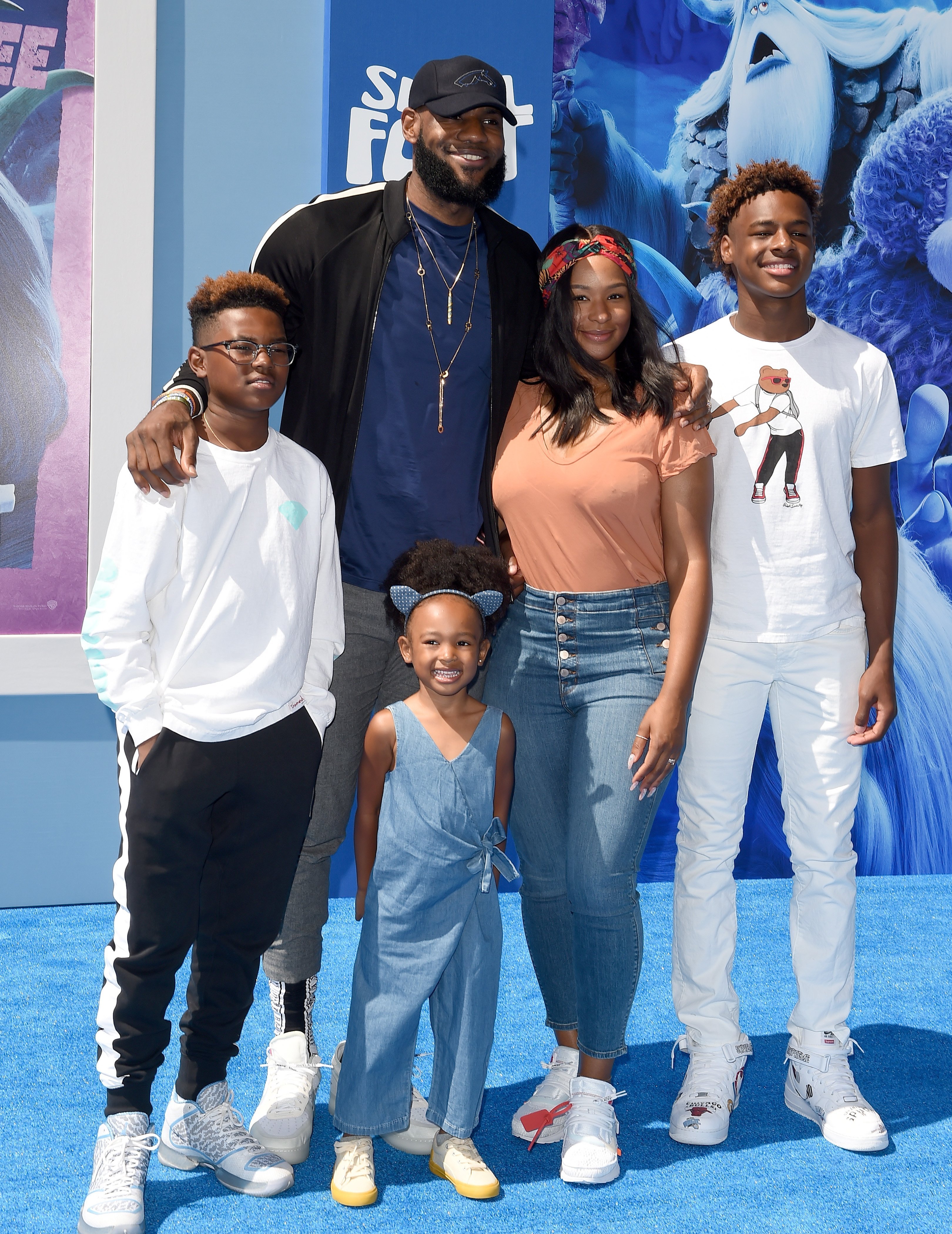  LeBron James, Savannah James, LeBron James Jr., Bryce Maximus James and Zhuri James attend the premiere of Warner Bros. Pictures' 'Smallfoot' at Regency Village Theatre | Photo: Getty Image