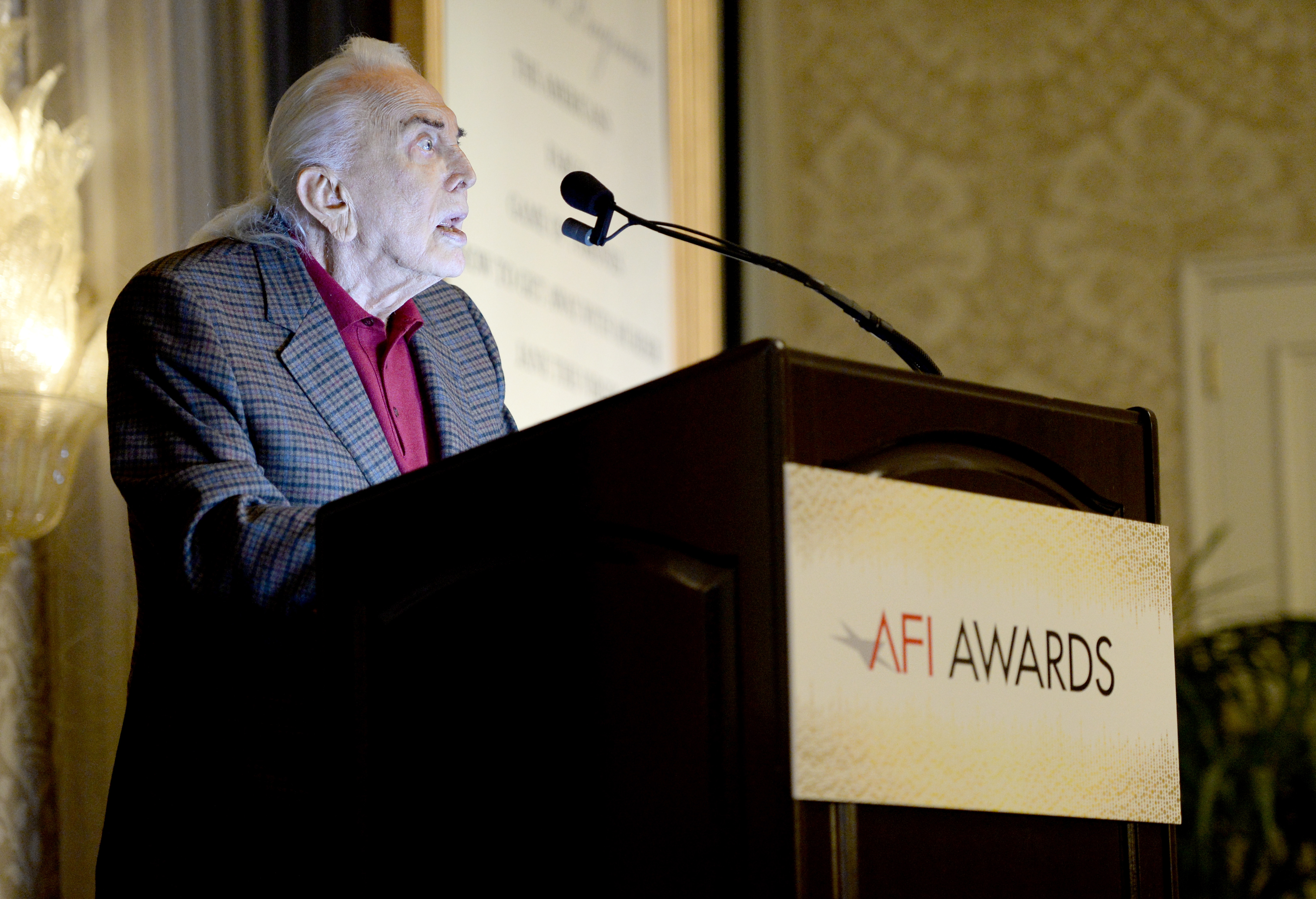 Kirk Douglas speaking at the 15th Annual AFI Awards Luncheon on January 9, 2015, in Beverly Hills, California. | Source: Getty Images