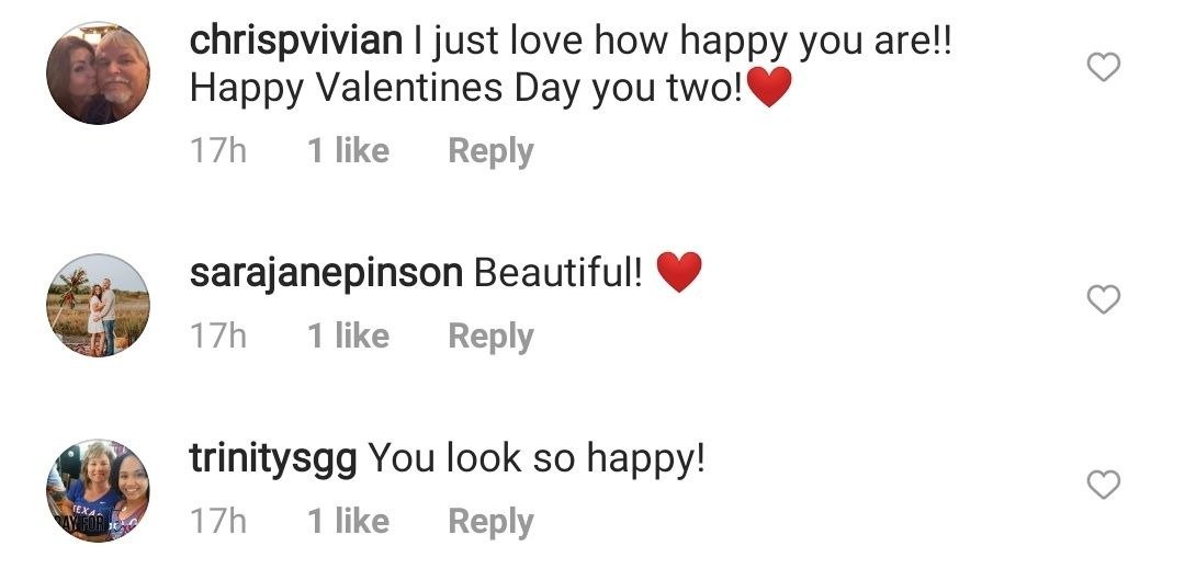 Fans' comments on Miranda Lambert and her Spouse's valentine picture. | Photo: Instagram/mirandalambert