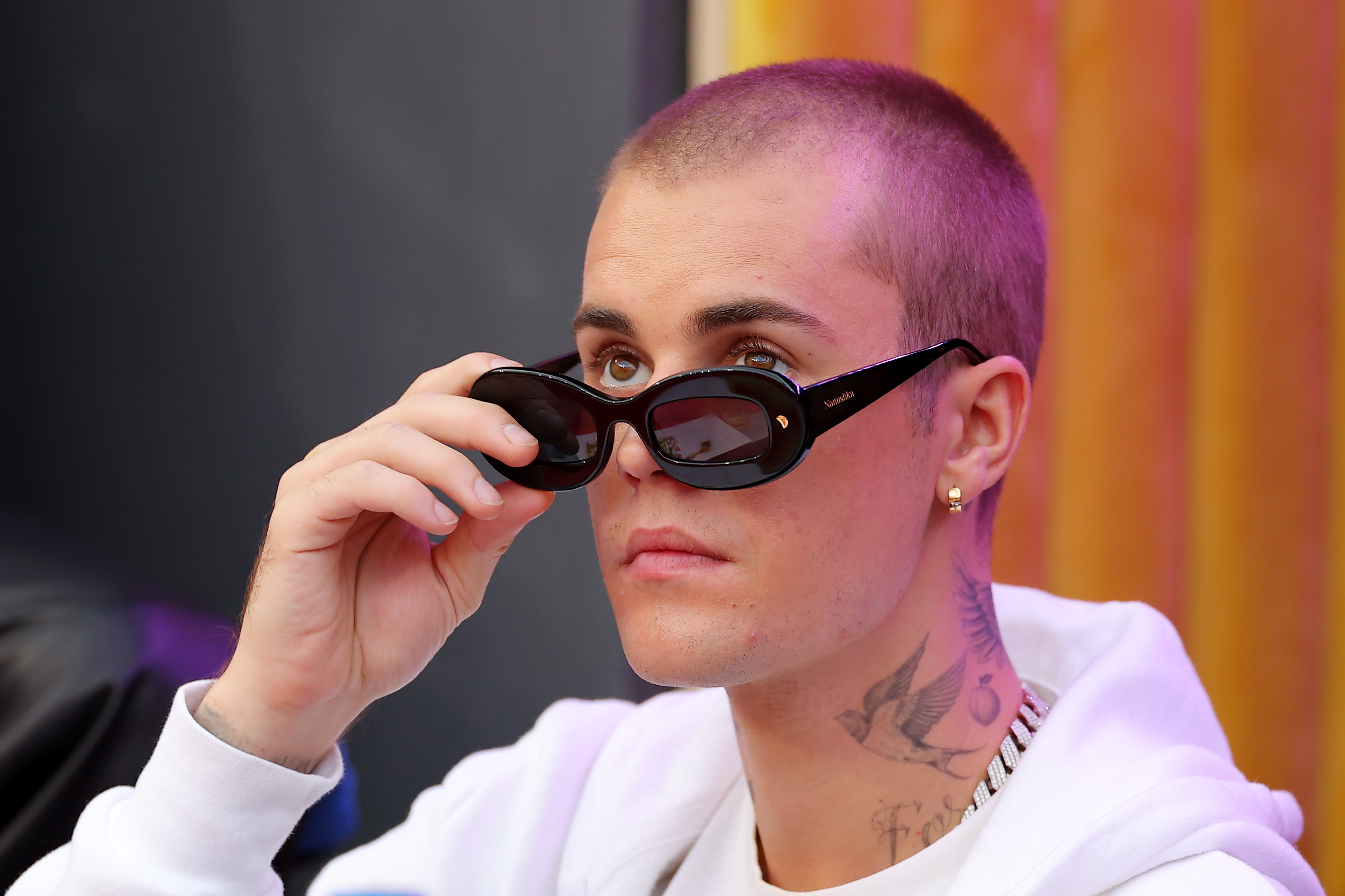 Justin Bieber attends Super Bowl LVI between the Los Angeles Rams and the Cincinnati Bengals at SoFi Stadium on February 13, 2022 | Source: Getty images