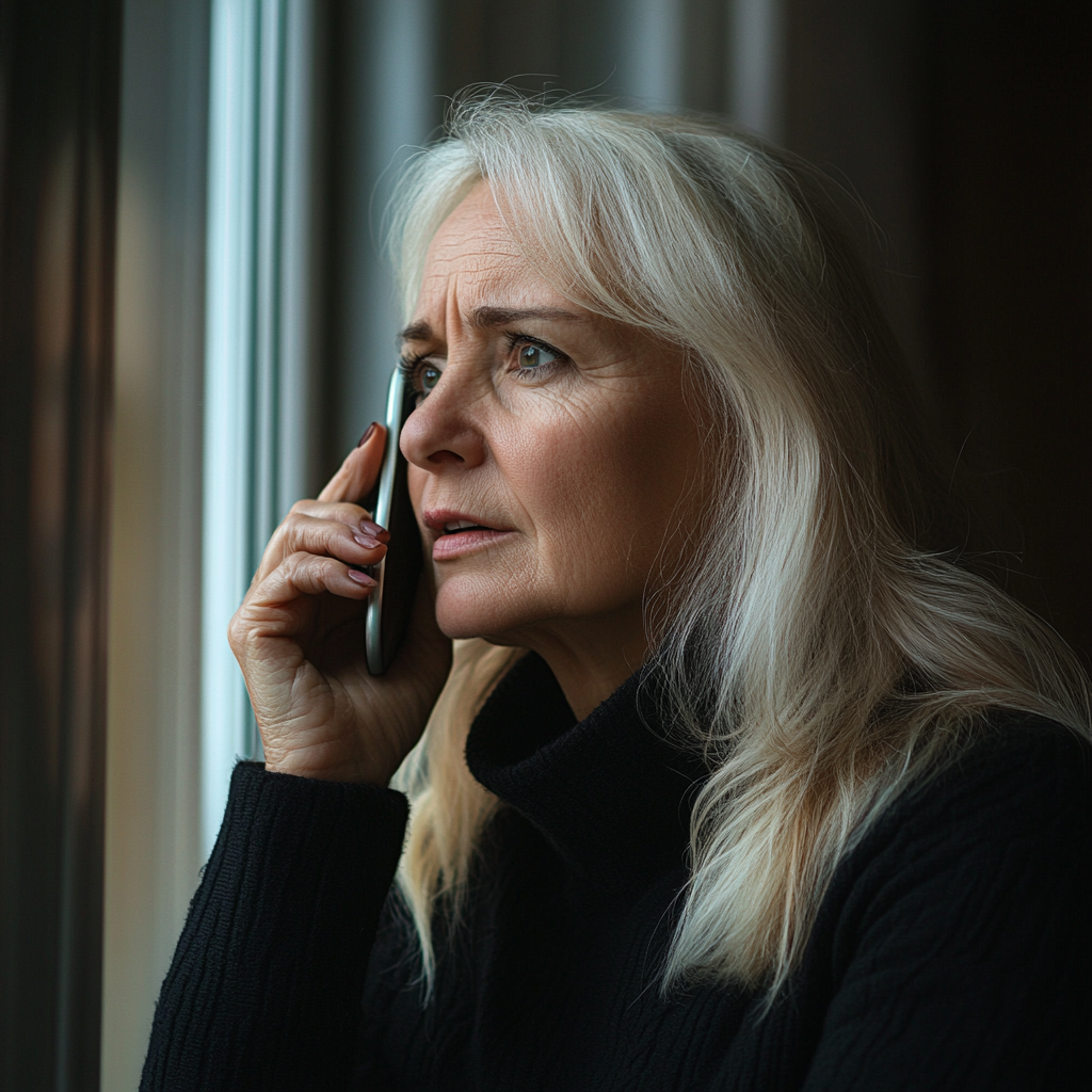 A woman on the phone | Source: Midjourney