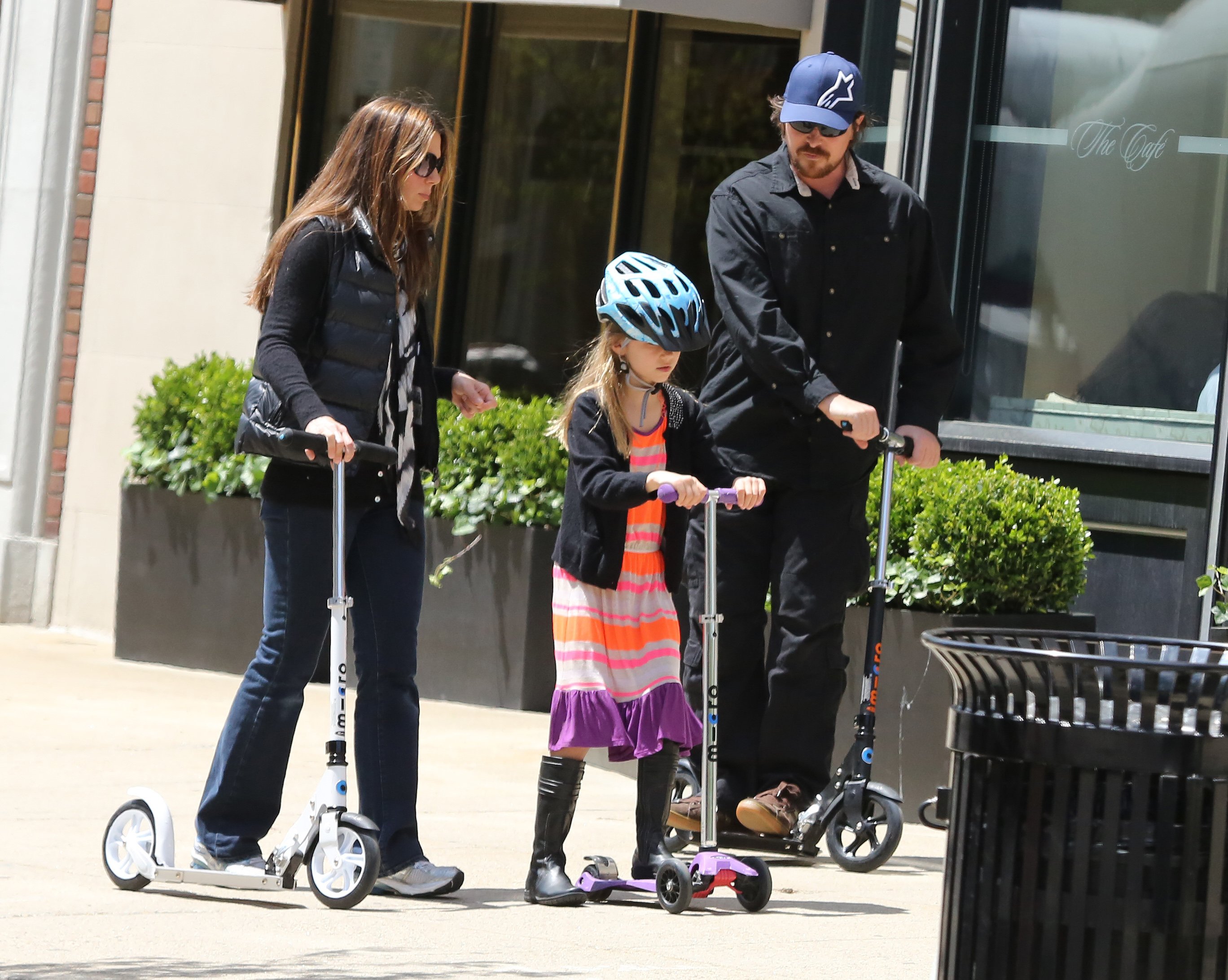 Christian Bale, Sibi Blažić, and Emmeline Bale on May 13, 2013 in Boston, Massachusetts | Source: Getty Images